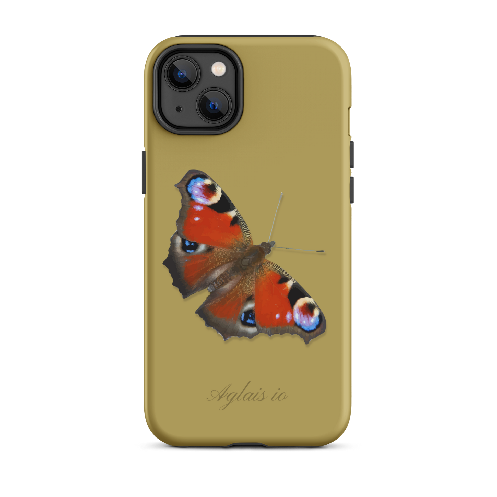 iPhone-Hülle mit Tagpfauenauge-Muster in Ockergelb, Schutzhülle für iPhone