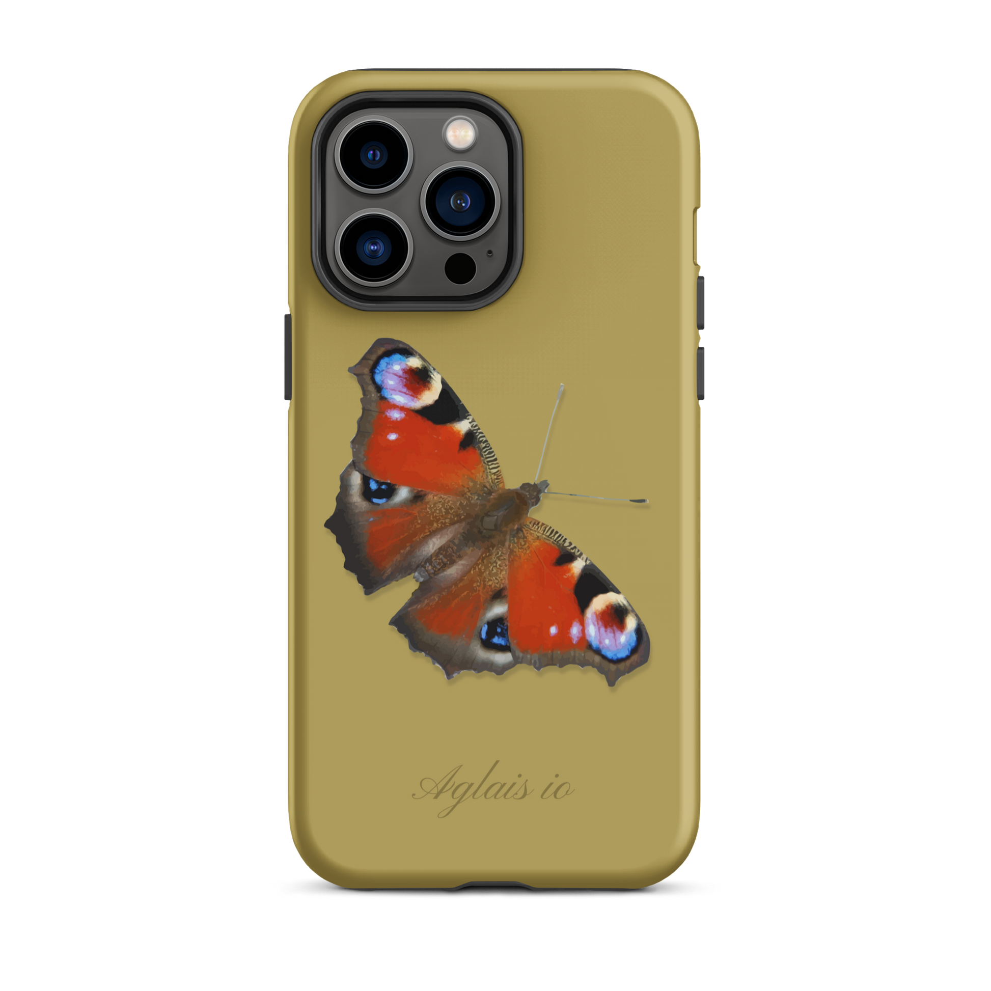 iPhone Case mit Tagpfauenauge Motiv in Ockergelb, Schutzhülle für iPhones