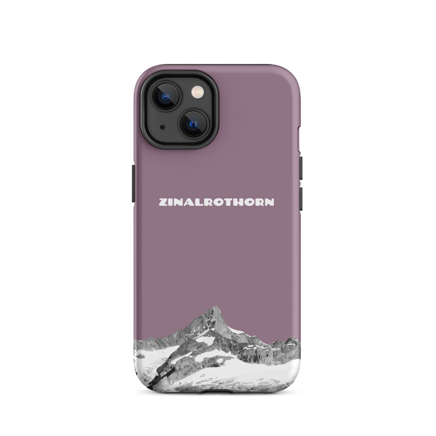 iPhone Case - Zinalrothorn - Pastellviolett für Apple iPhone 14: Hard Case mit dem Berggipfel des Zinalrothorns zwischen Zinal und Zermatt im Wallis 