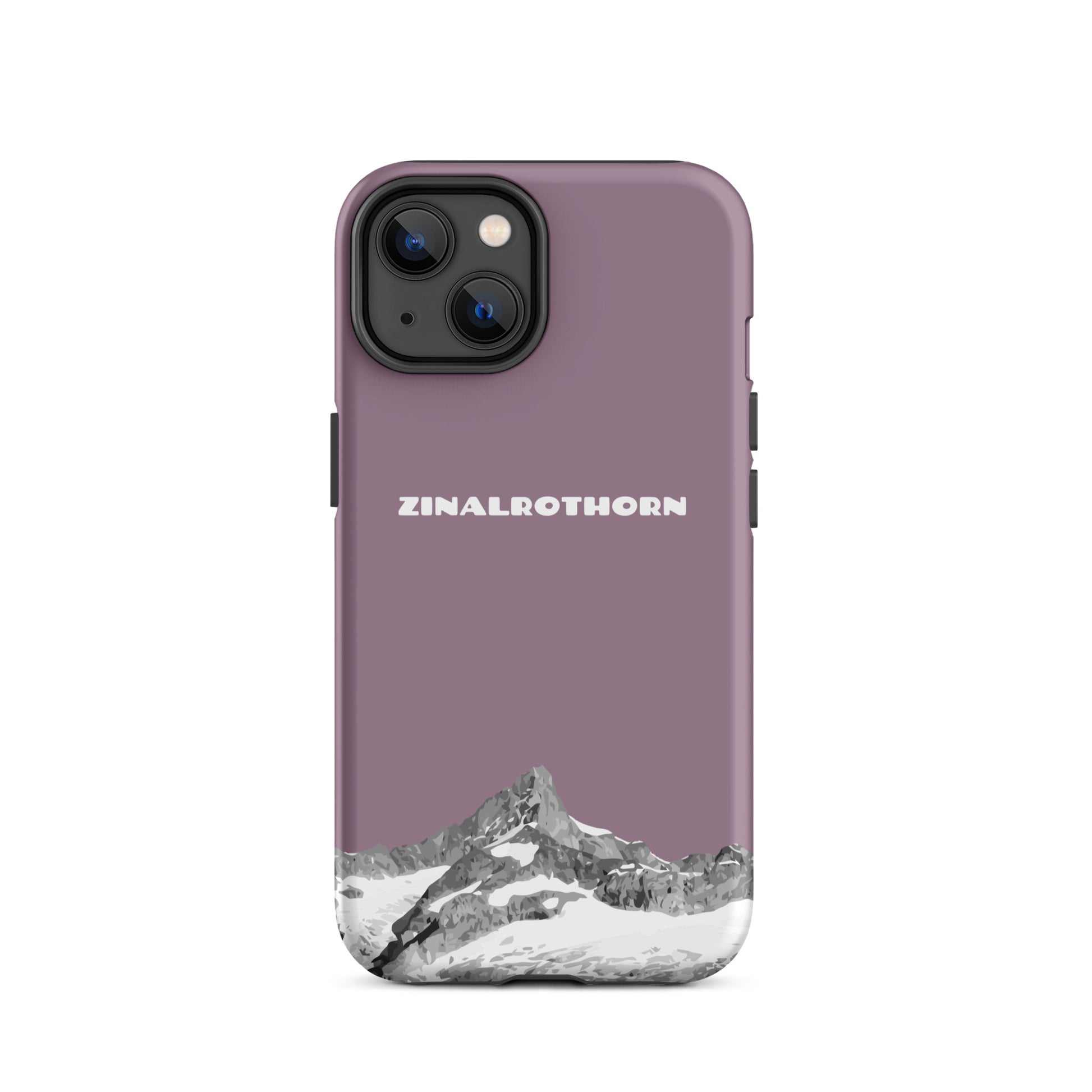 iPhone Case - Zinalrothorn - Pastellviolett für Apple iPhone 14: Hard Case mit dem Berggipfel des Zinalrothorns zwischen Zinal und Zermatt im Wallis 
