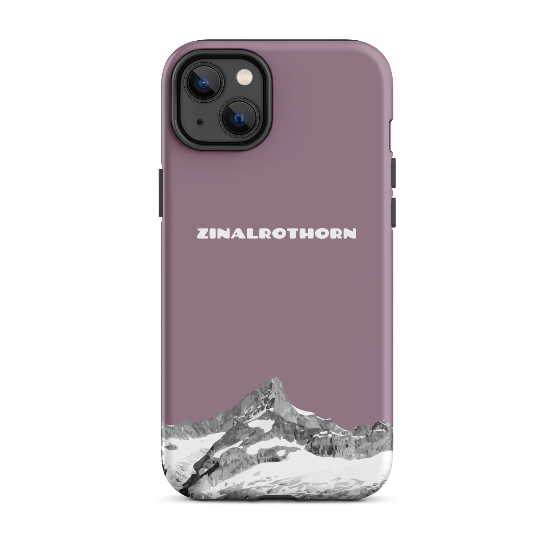 iPhone Case - Zinalrothorn - Pastellviolett für Apple iPhone 14 Plus: Hard Case mit dem Berggipfel des Zinalrothorns zwischen Zinal und Zermatt im Wallis 