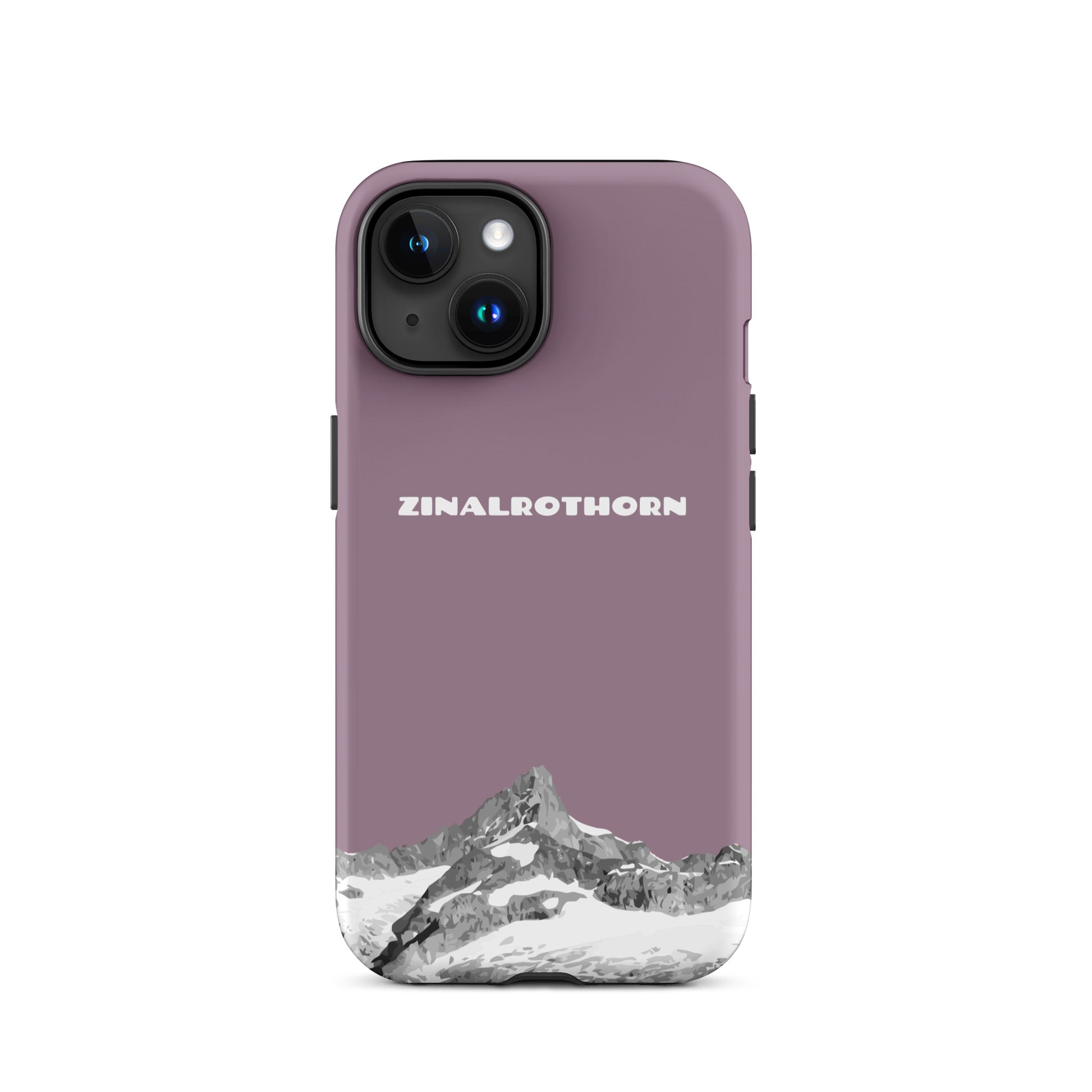 iPhone Case - Zinalrothorn - Pastellviolett für Apple iPhone 15: Hard Case mit dem Berggipfel des Zinalrothorns zwischen Zinal und Zermatt im Wallis 