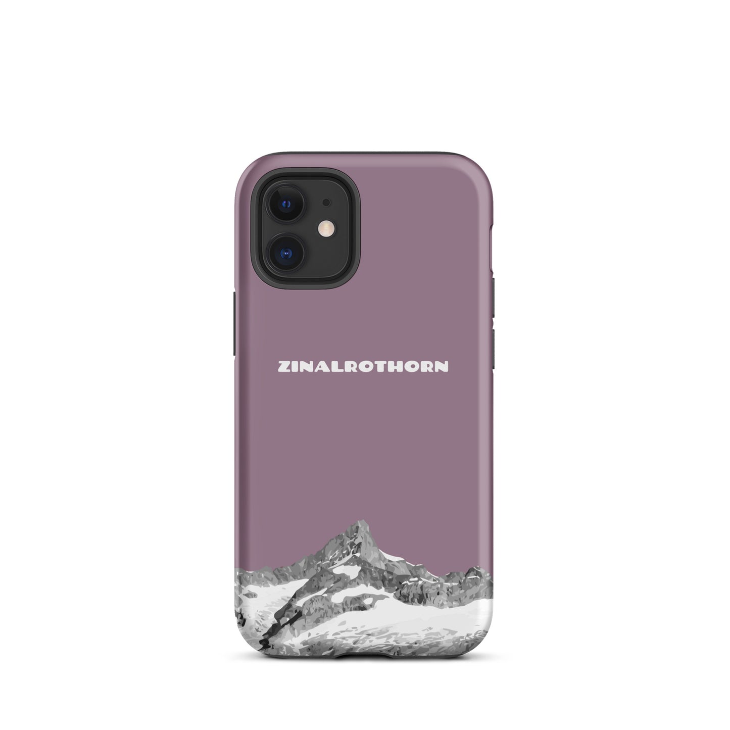 iPhone Case - Zinalrothorn - Pastellviolett für Apple iPhone 12 mini: Hard Case mit dem Berggipfel des Zinalrothorns zwischen Zinal und Zermatt im Wallis 
