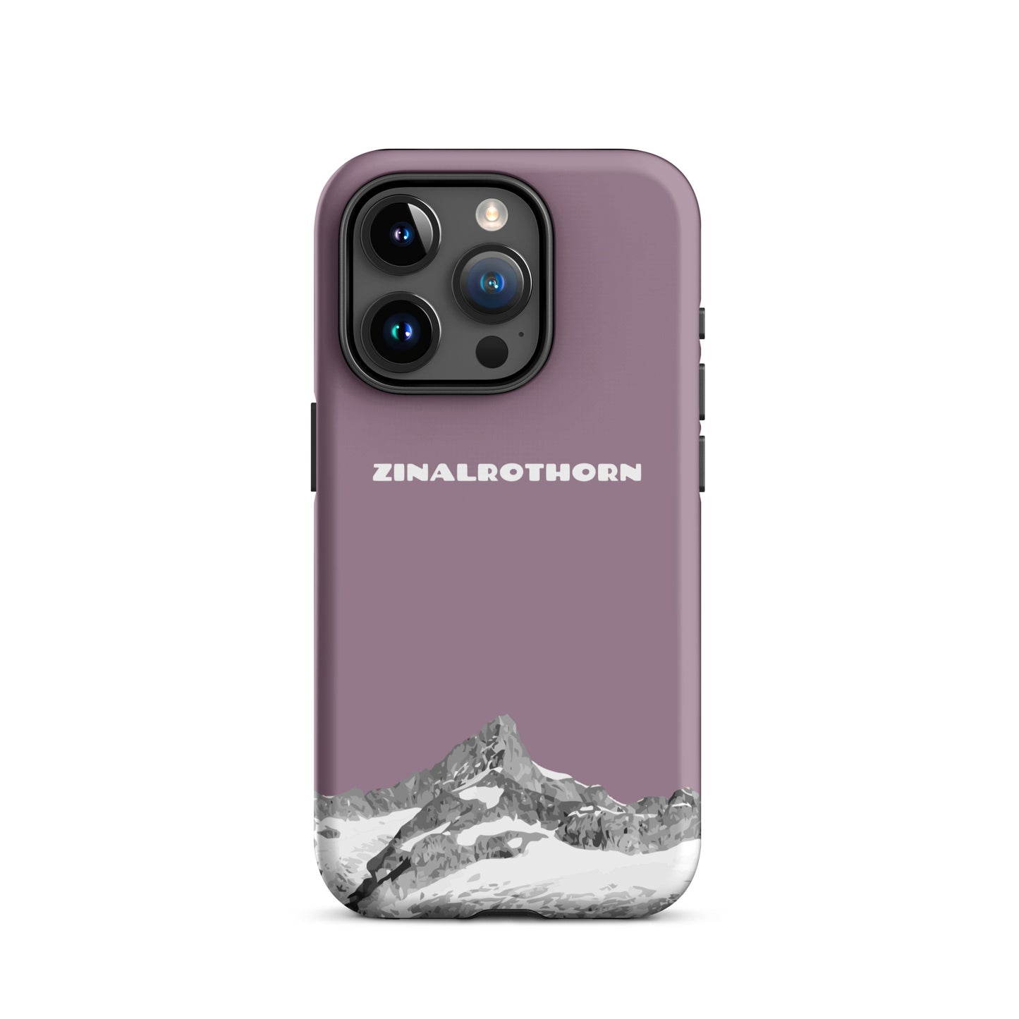 iPhone Case - Zinalrothorn - Pastellviolett für Apple iPhone 15 Pro: Hard Case mit dem Berggipfel des Zinalrothorns zwischen Zinal und Zermatt im Wallis 