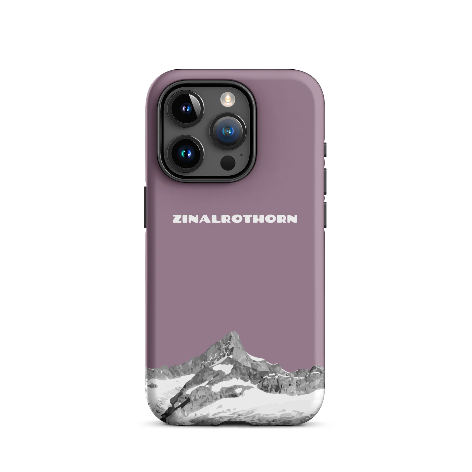 iPhone Case - Zinalrothorn - Pastellviolett für Apple iPhone 15 Pro: Hard Case mit dem Berggipfel des Zinalrothorns zwischen Zinal und Zermatt im Wallis 
