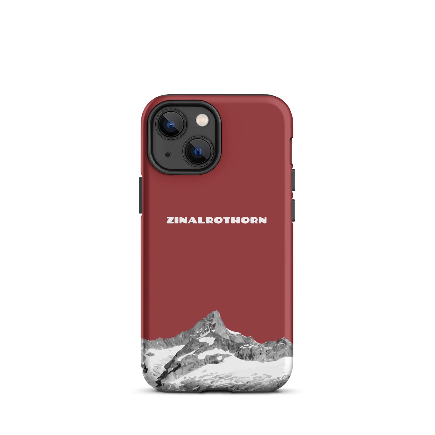 Rote iPhone 13 mini Hard Case mit Zinalrothorn-Bergmotiv, robustes Design, Wallis