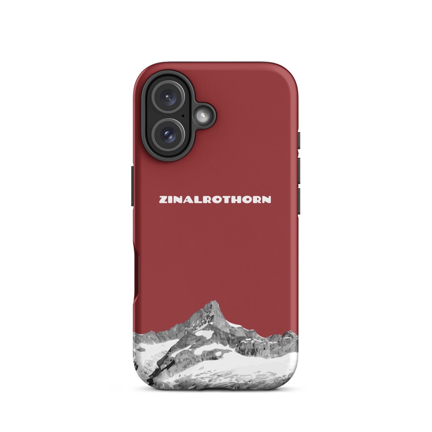 Rote iPhone 16 Handyhülle mit Zinalrothorn-Bergmotiv, hartes Case für Apple iPhone 16.