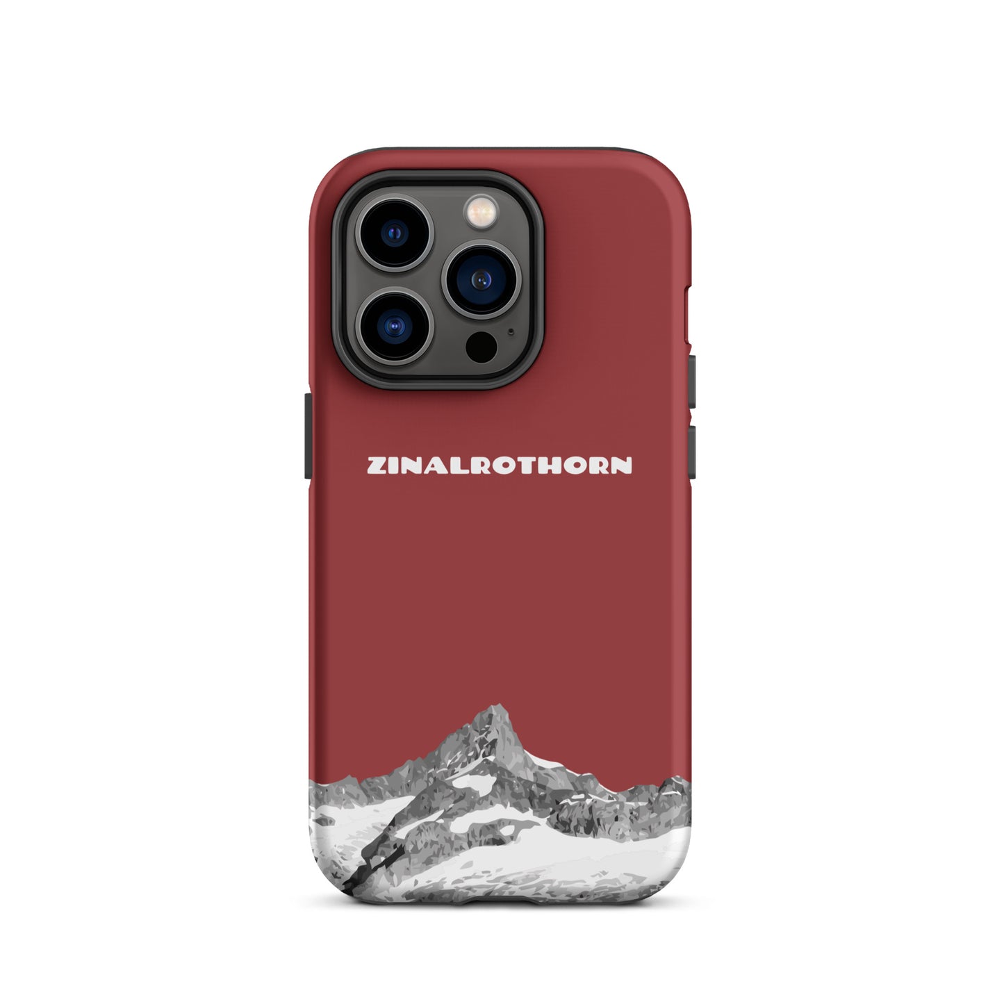 Rote iPhone 14 Pro Handyhülle mit Zinalrothorn-Bergmotiv, Hard Case, präzise Aussparungen