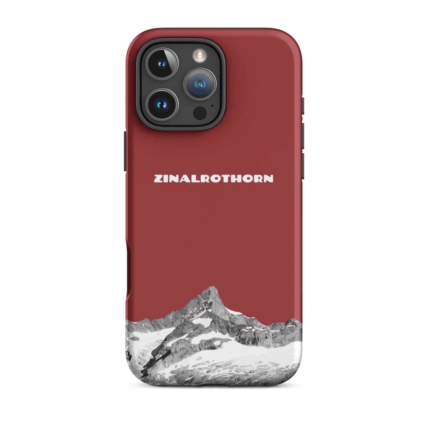 Rote iPhone 16 Pro Max Hard Case mit Zinalrothorn-Bergmotiv, robust und stilvoll.
