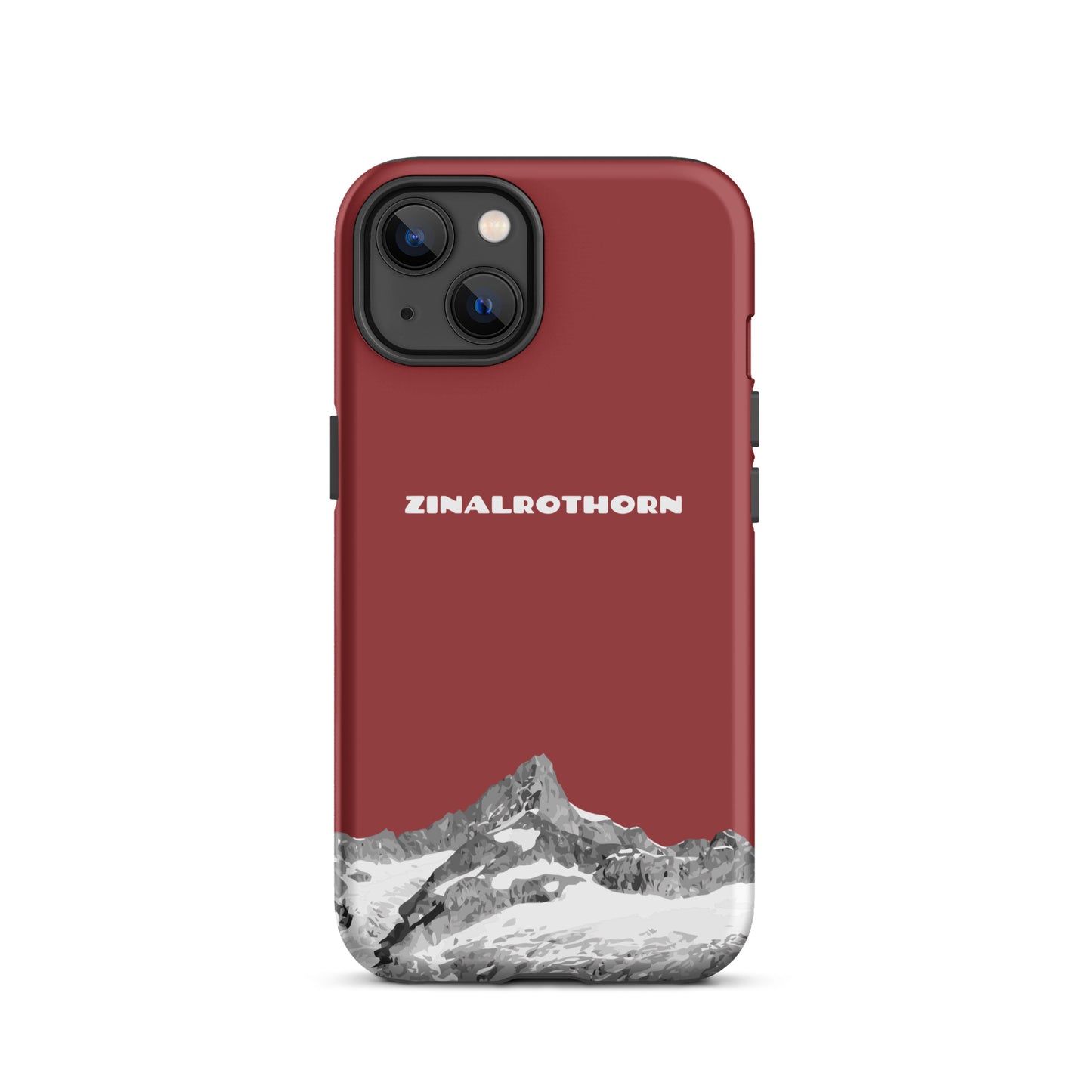 Rote iPhone 13 Handyhülle mit Zinalrothorn-Bergmotiv, Hartschalen-Case für Apple iPhone.