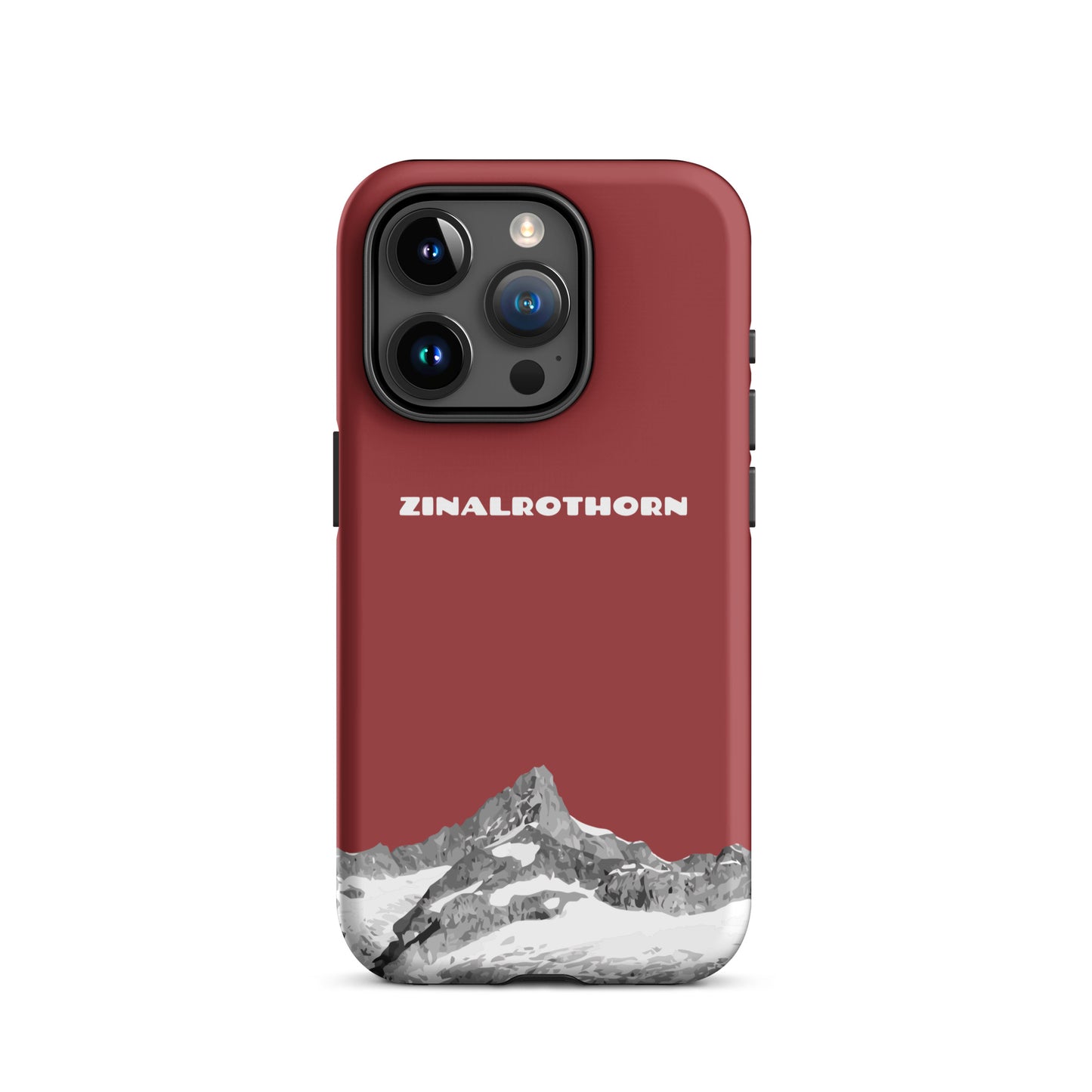 Rote iPhone 15 Pro Hard Case mit Zinalrothorn-Bergmotiv, robust und stilvoll für Apple iPhone