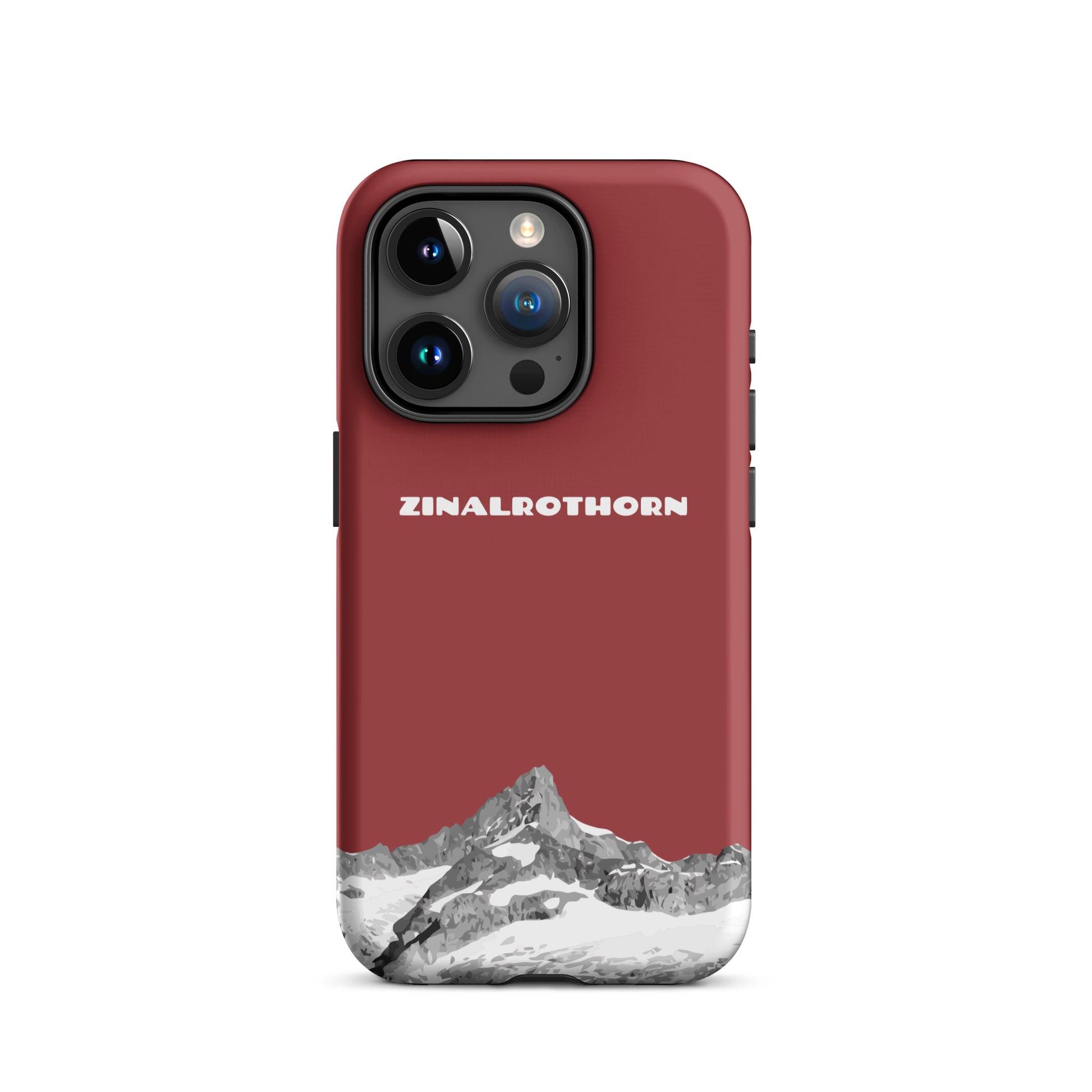 Rote iPhone 15 Pro Hard Case mit Zinalrothorn-Bergmotiv, robust und stilvoll für Apple iPhone