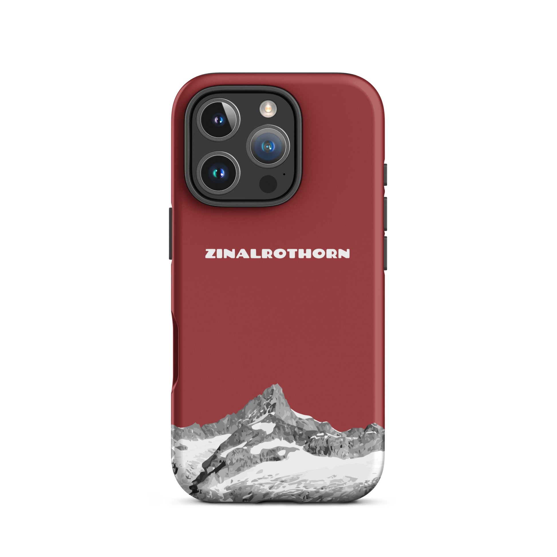 Rote iPhone 16 Pro Hard Case mit Zinalrothorn-Bergmotiv, robust und stylisch für Apple iPhone