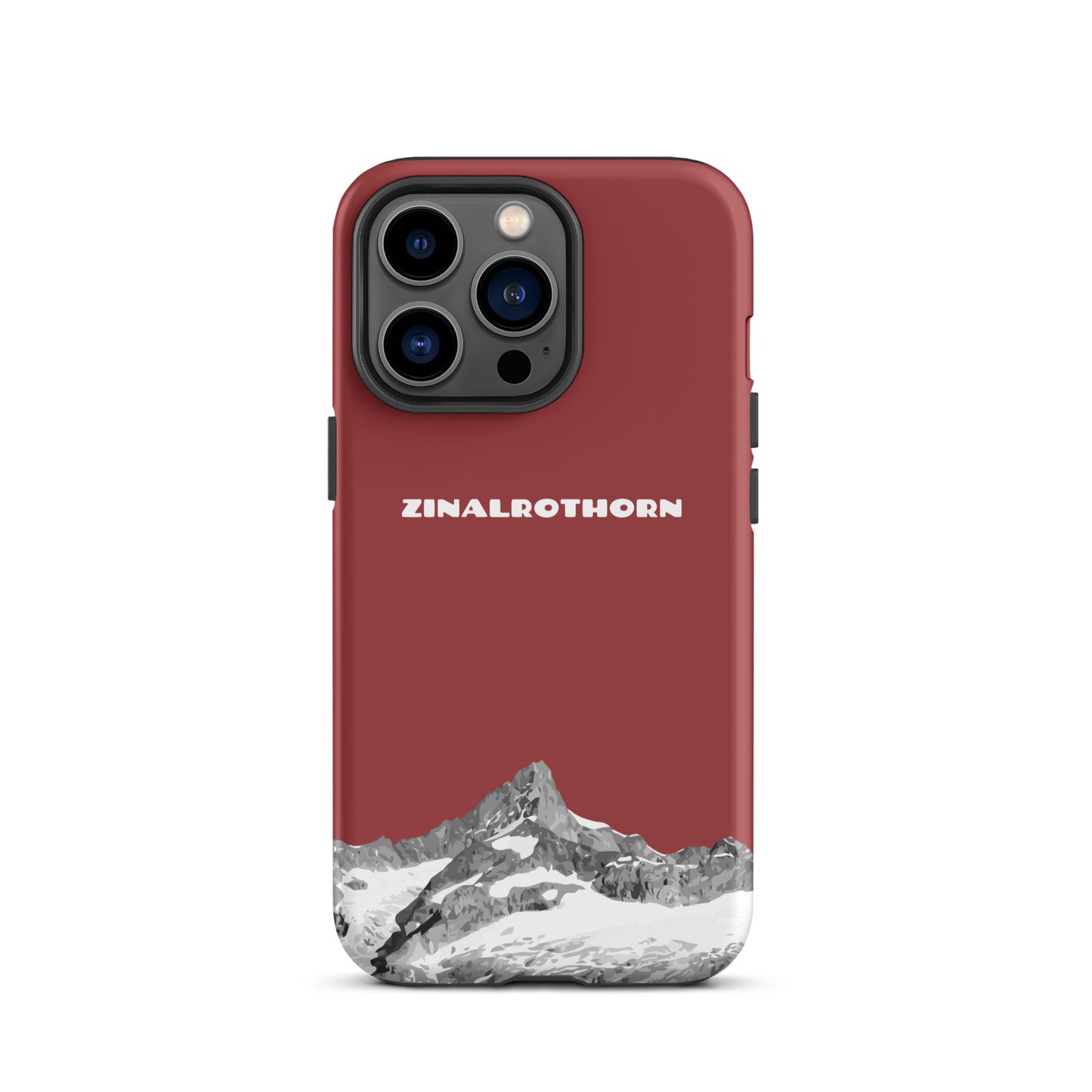 Rote iPhone 13 Pro Hard Case mit Zinalrothorn-Bergmotiv, robust und stilvoll