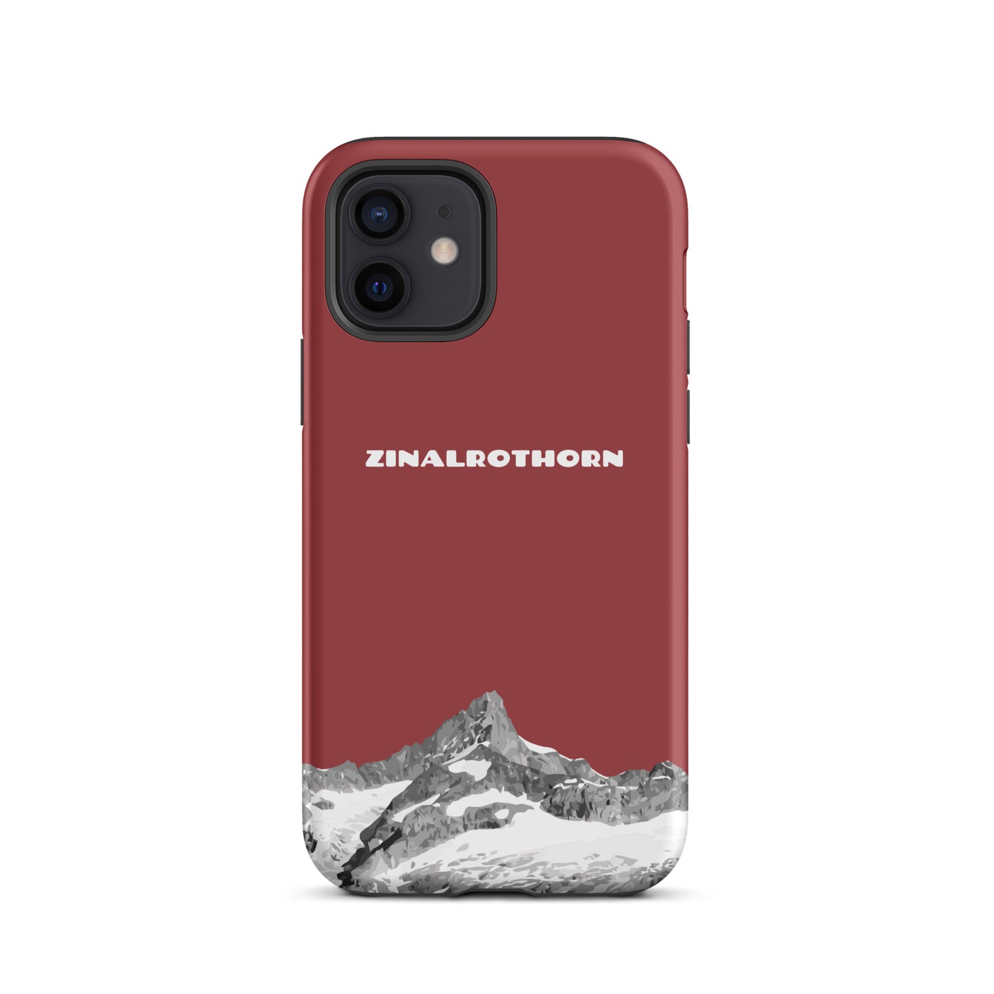 Rote iPhone 12 Hardcase mit Zinalrothorn-Bergmotiv, robust und stilvoll