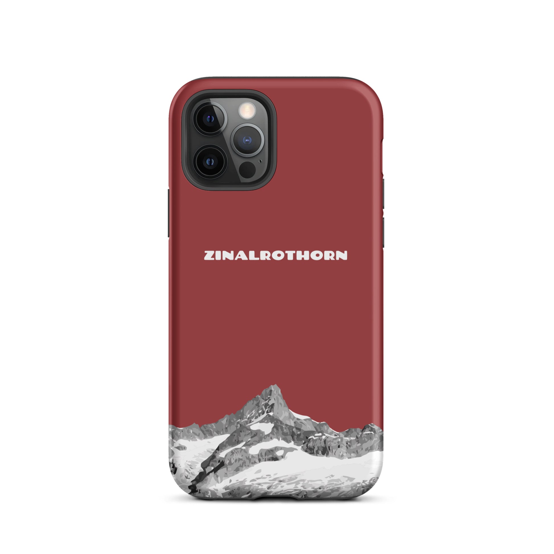 Rote iPhone 12 Pro Hard Case mit Zinalrothorn-Bergdesign, robust und stylisch.
