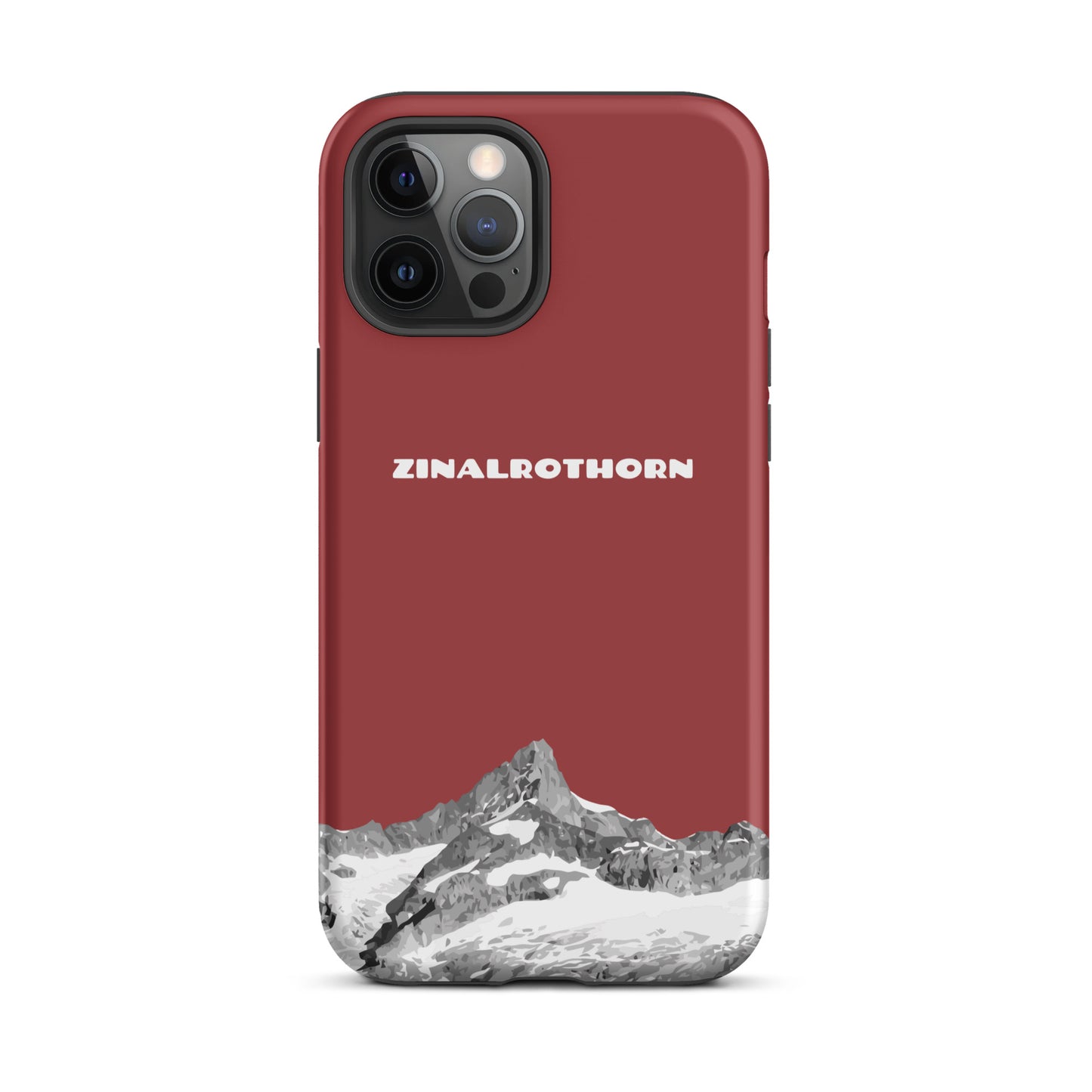Rote iPhone 12 Pro Max Hard Case mit Zinalrothorn-Bergdesign, robust und stylisch aus hartem Kunststoff