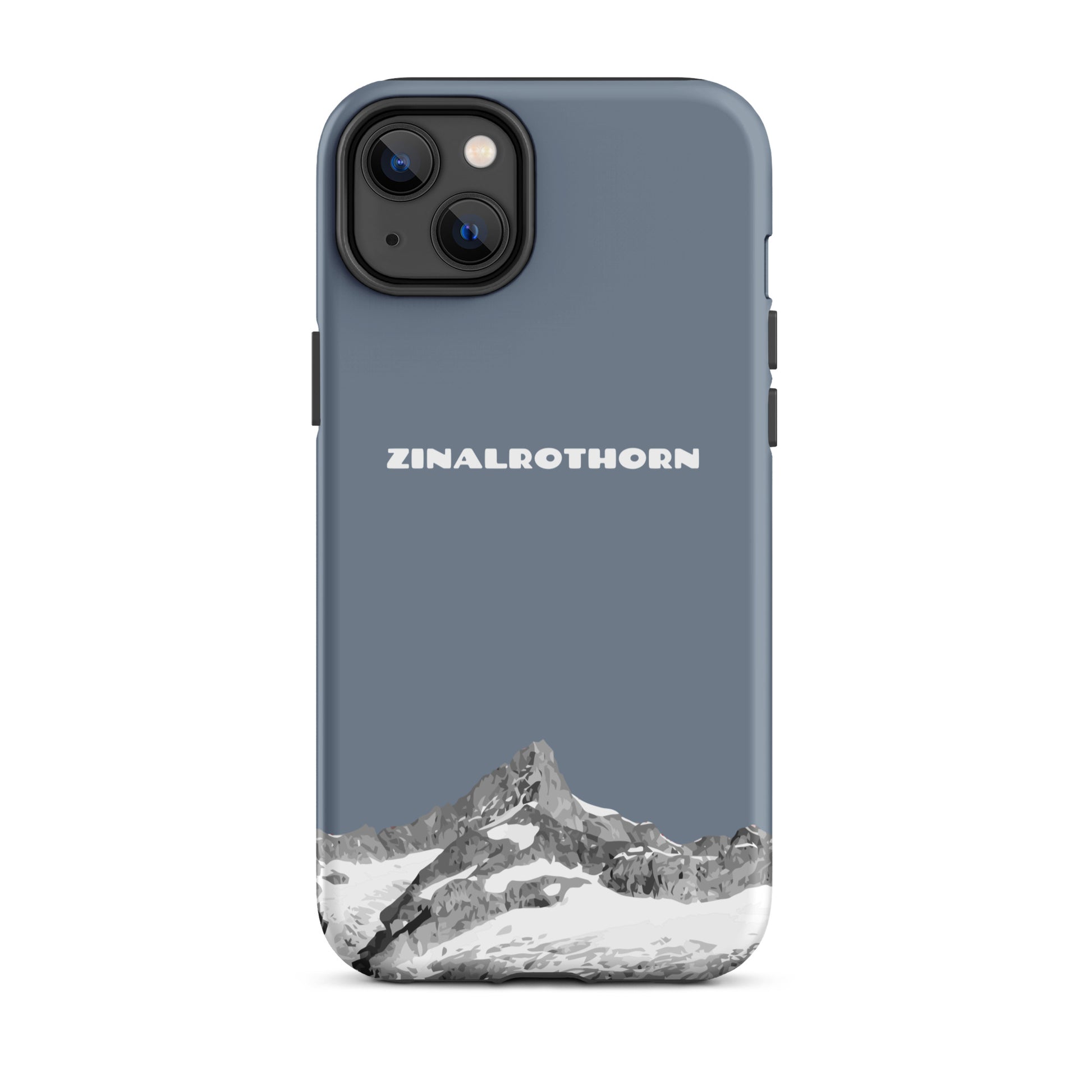 iPhone Case - Zinalrothorn - Schiefergrau für Apple iPhone 14 Plus: Hard Case mit dem Berggipfel des Zinalrothorns zwischen Zinal und Zermatt im Wallis 