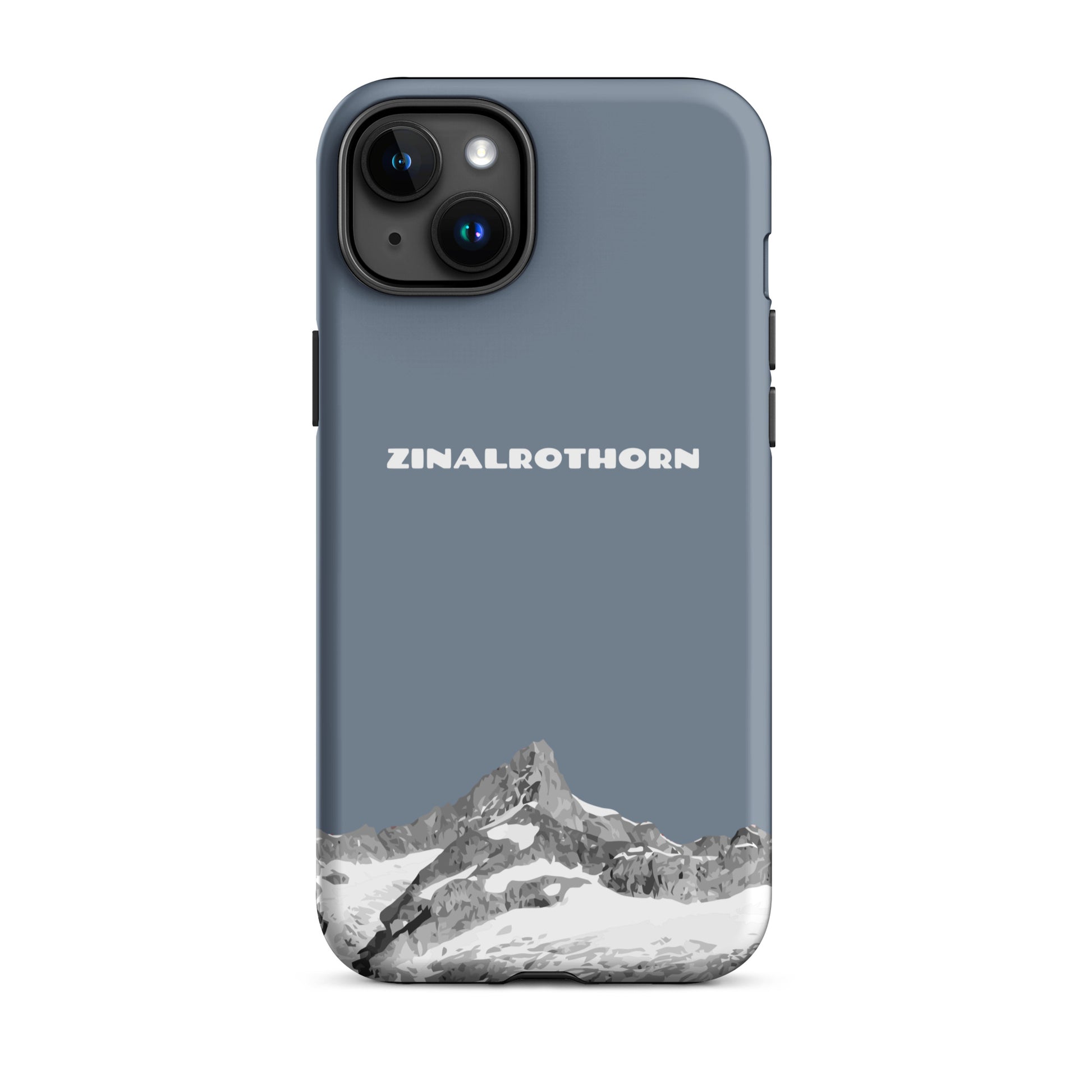 iPhone Case - Zinalrothorn - Schiefergrau für Apple iPhone 15 Plus: Hard Case mit dem Berggipfel des Zinalrothorns zwischen Zinal und Zermatt im Wallis 