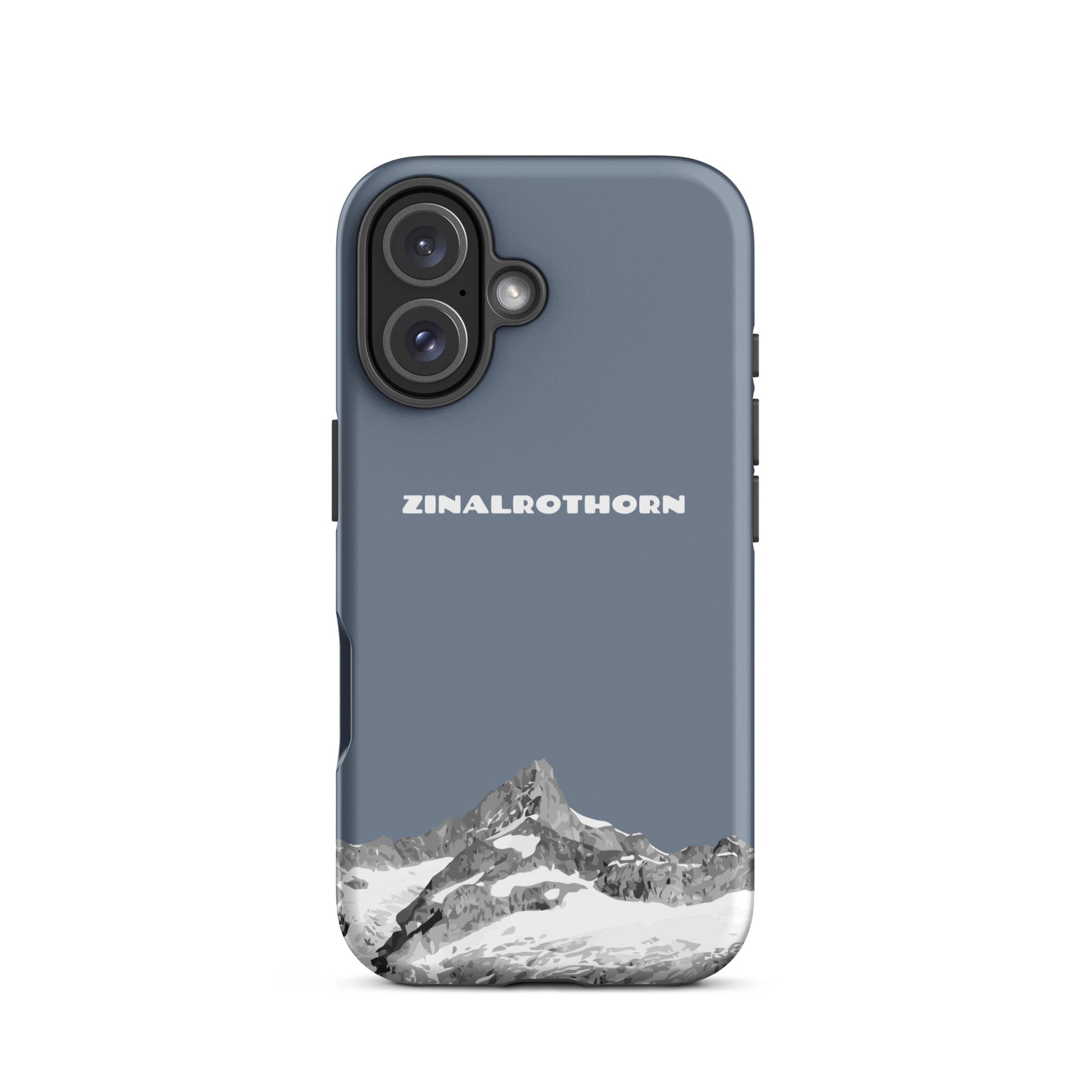iPhone Case - Zinalrothorn - Schiefergrau für Apple iPhone 16: Hard Case mit dem Berggipfel des Zinalrothorns zwischen Zinal und Zermatt im Wallis 