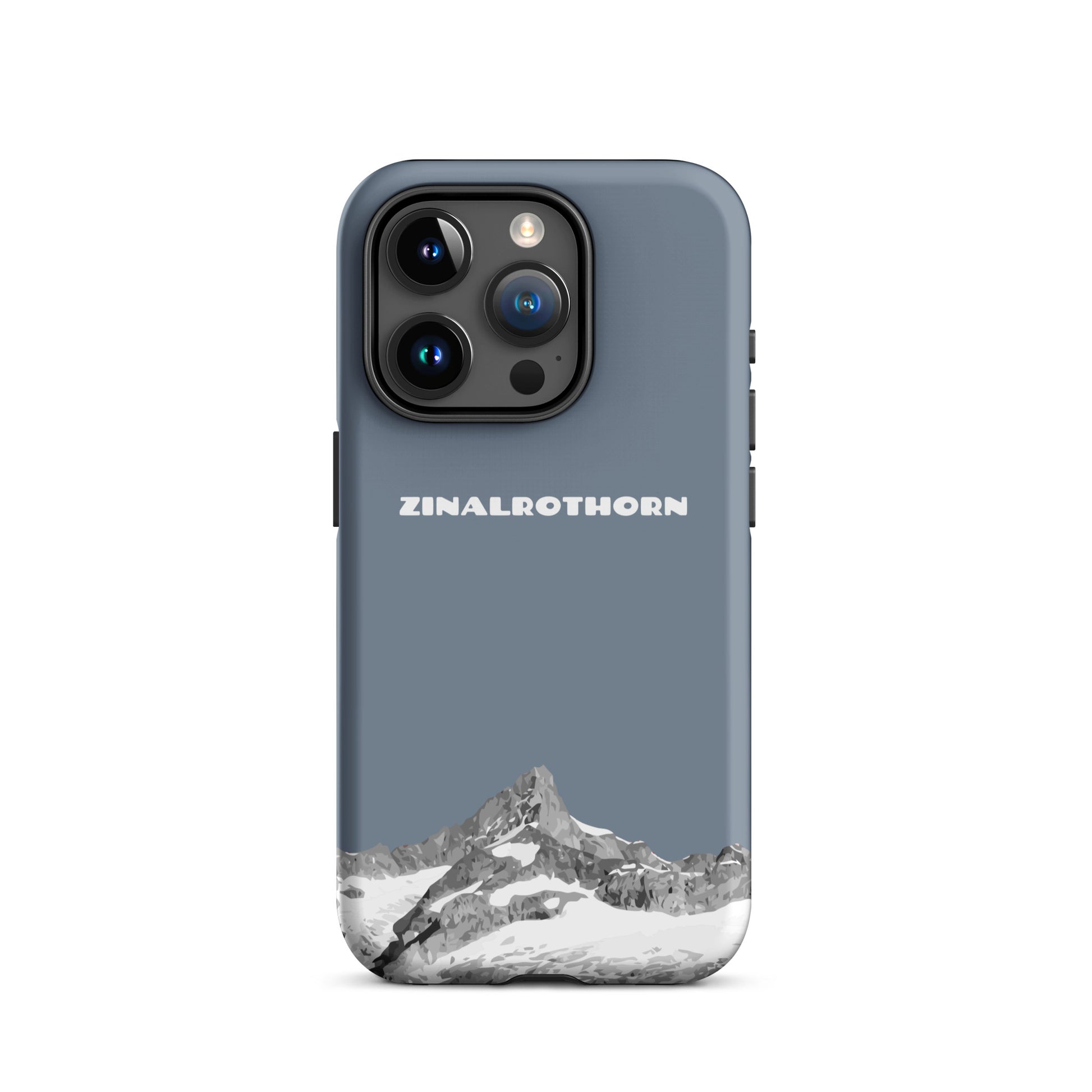 iPhone Case - Zinalrothorn - Schiefergrau für Apple iPhone 15 Pro: Hard Case mit dem Berggipfel des Zinalrothorns zwischen Zinal und Zermatt im Wallis 