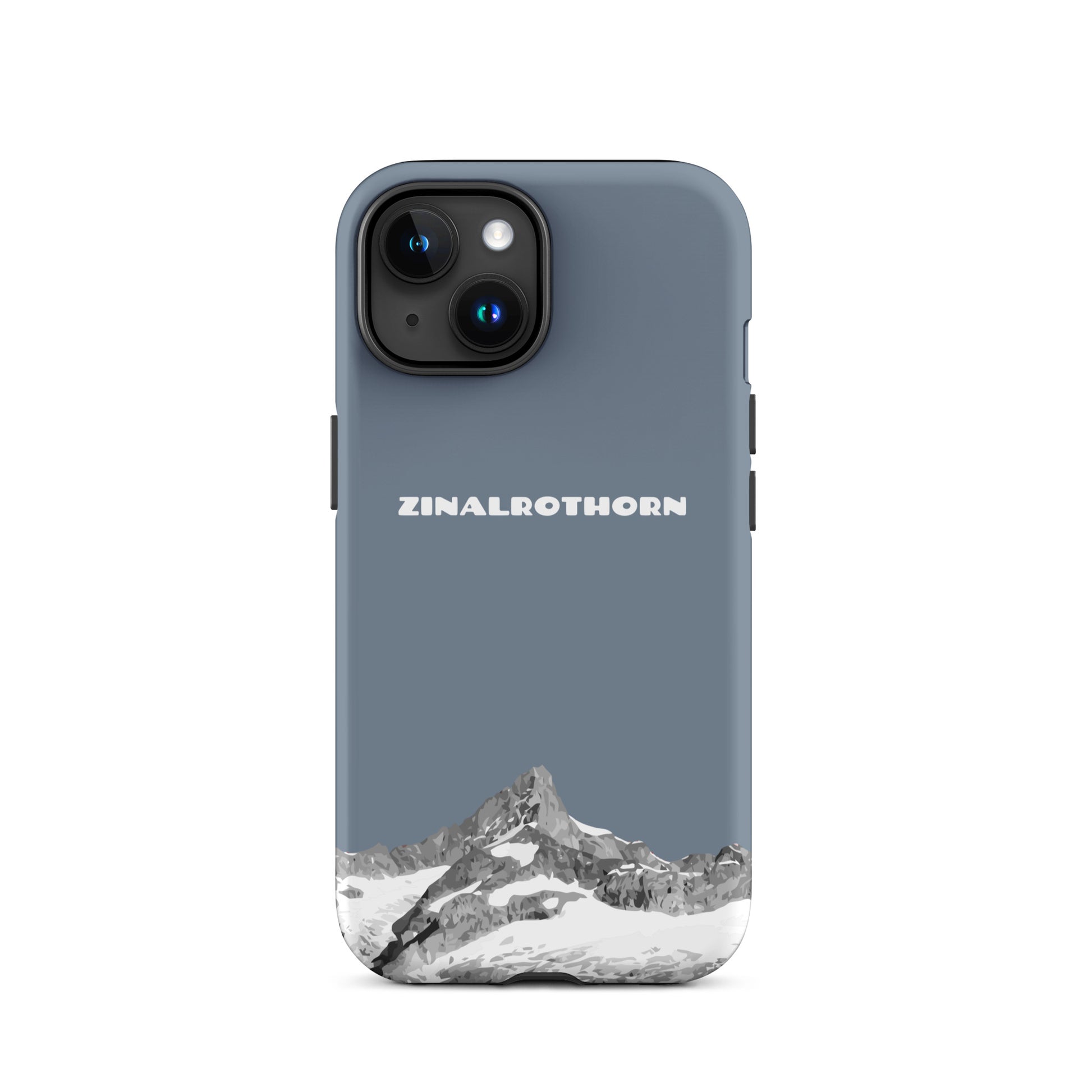 iPhone Case - Zinalrothorn - Schiefergrau für Apple iPhone 15: Hard Case mit dem Berggipfel des Zinalrothorns zwischen Zinal und Zermatt im Wallis 