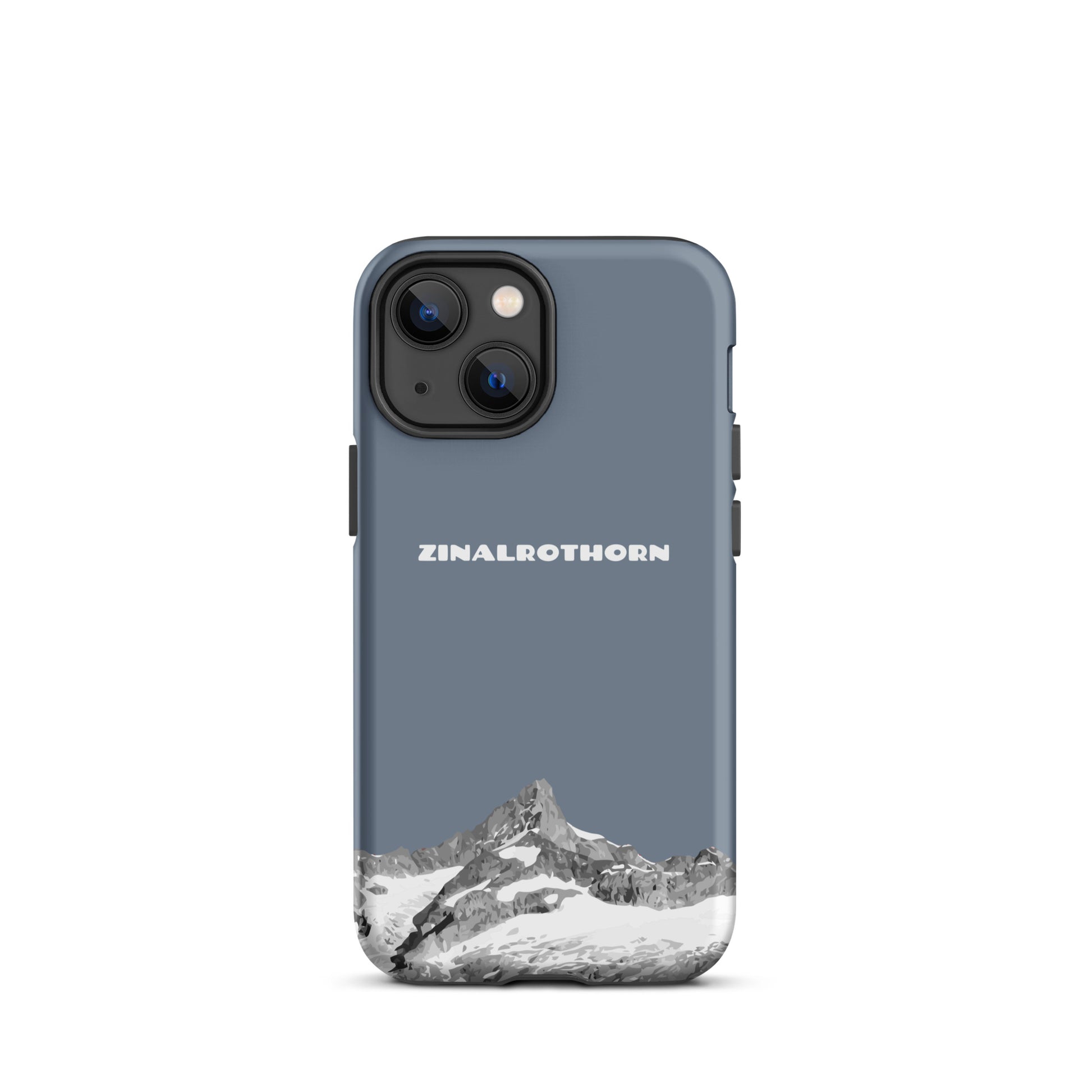 iPhone Case - Zinalrothorn - Schiefergrau für Apple iPhone 13 mini: Hard Case mit dem Berggipfel des Zinalrothorns zwischen Zinal und Zermatt im Wallis 