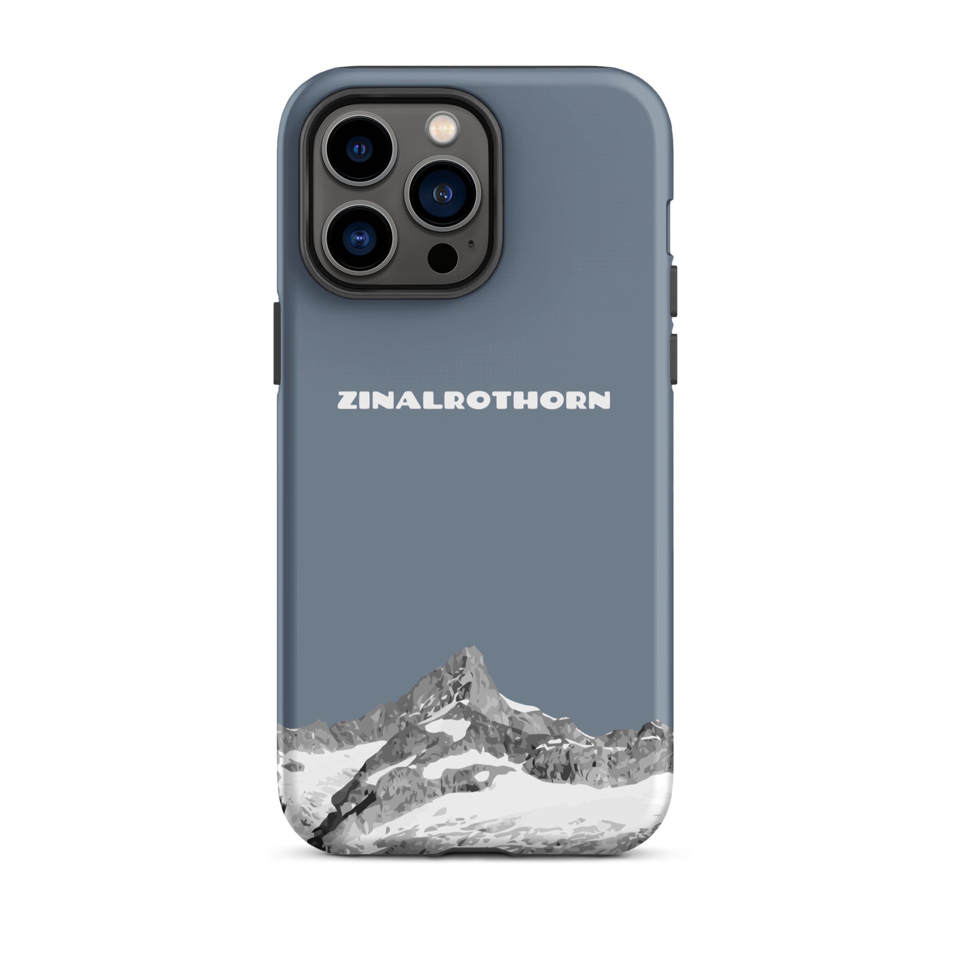 iPhone Case - Zinalrothorn - Schiefergrau für Apple iPhone 14 Pro Max: Hard Case mit dem Berggipfel des Zinalrothorns zwischen Zinal und Zermatt im Wallis 