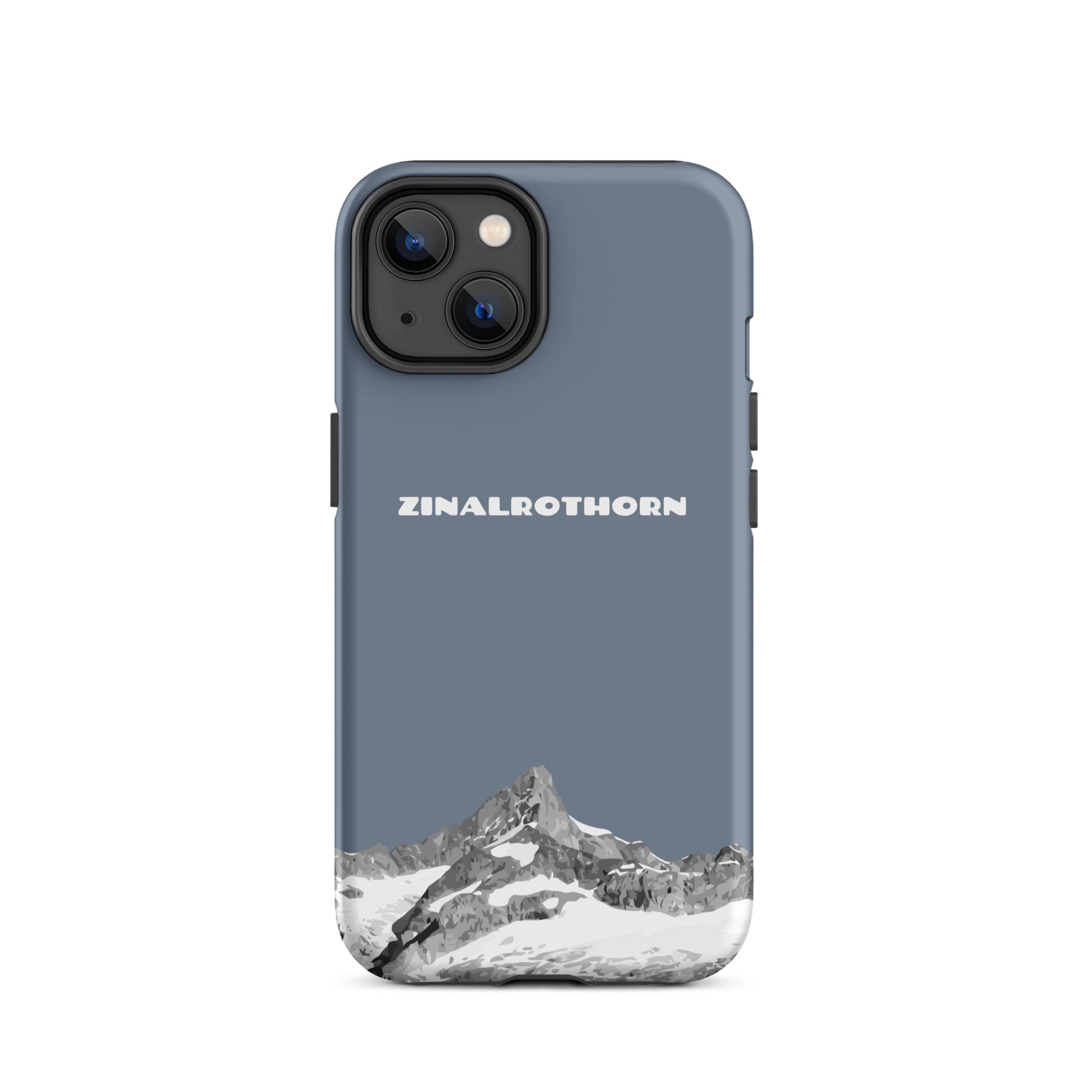 iPhone Case - Zinalrothorn - Schiefergrau für Apple iPhone 14: Hard Case mit dem Berggipfel des Zinalrothorns zwischen Zinal und Zermatt im Wallis 