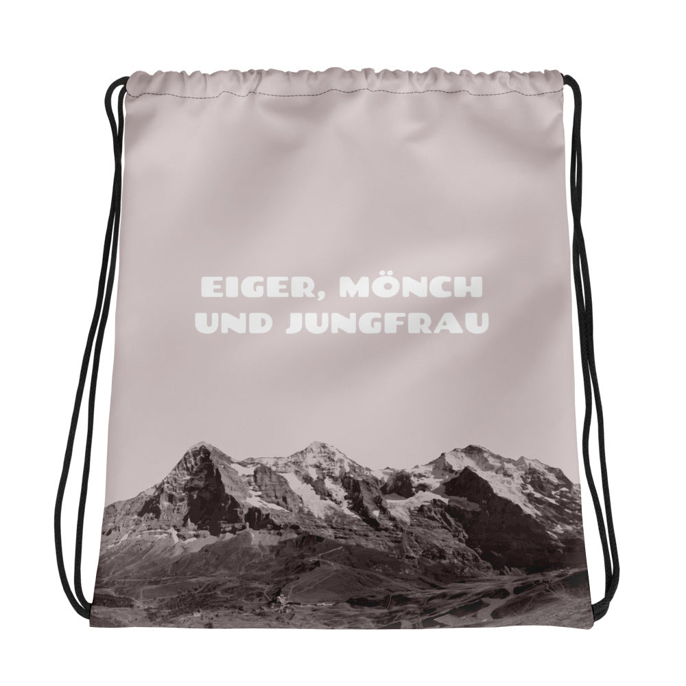Sportbeutel mit dem Bergpanorama mit Eiger, Mönch und Jungfrau im Berner Oberland