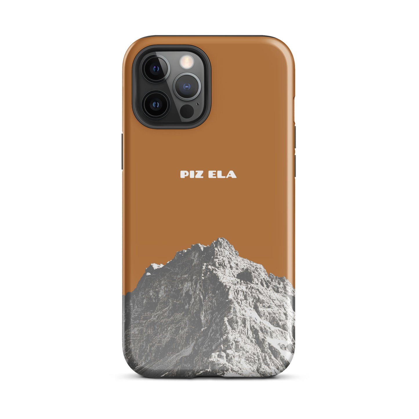 Kupferfarbene iPhone-Hülle mit Piz Ela Design, glänzende Oberfläche, robuste Schutzhülle für iPhone 12 Pro Max