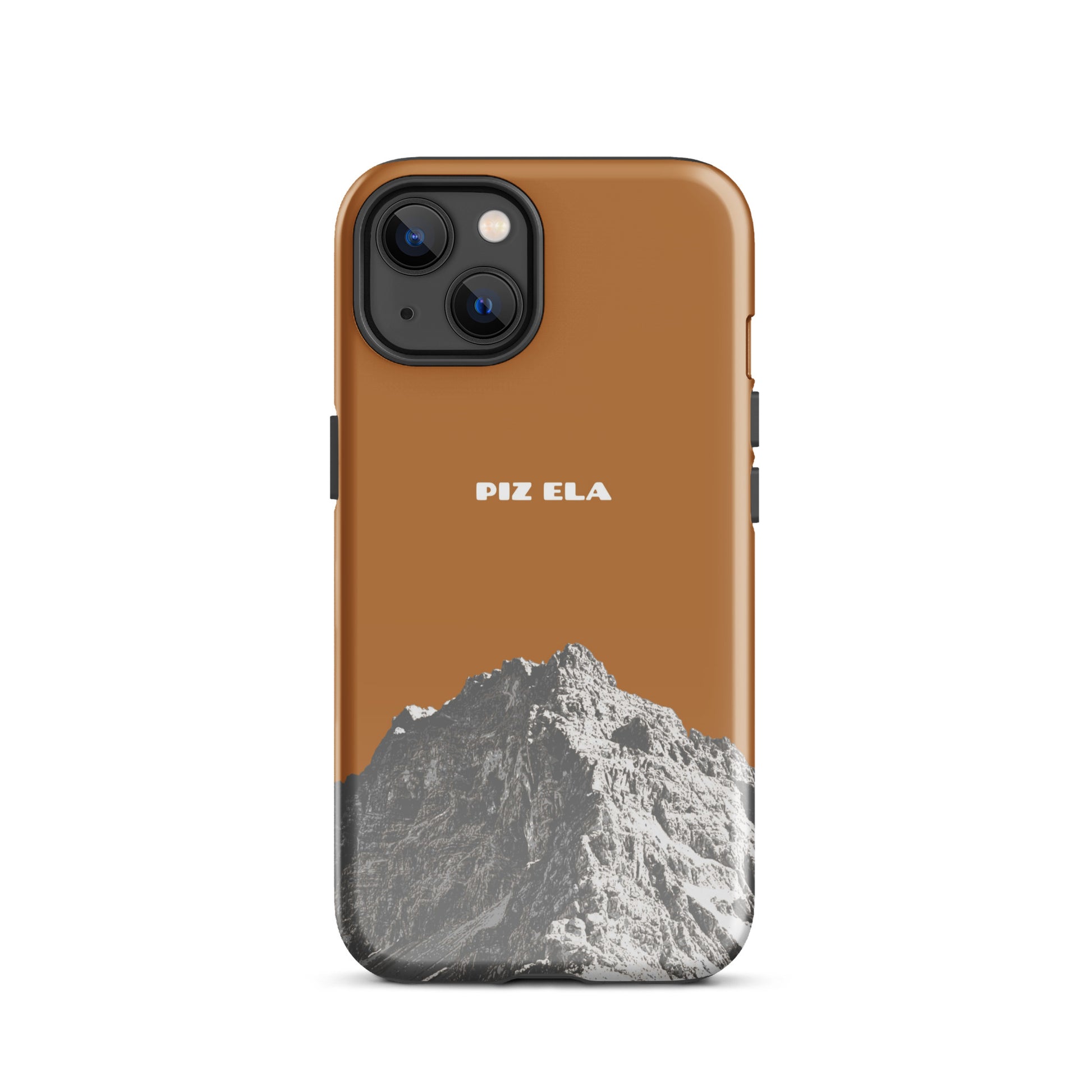 Kupferfarbene iPhone-Hülle mit Piz Ela Design, glänzende Oberfläche, passend für iPhone 13.