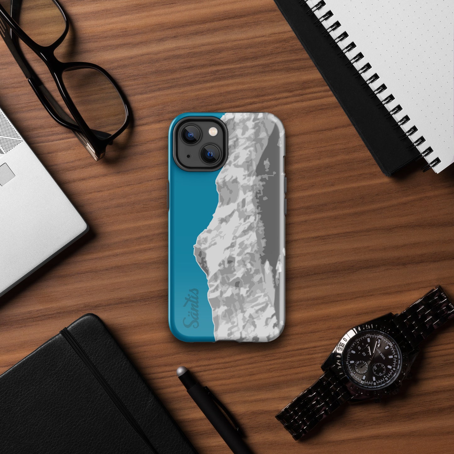 Hardcase iPhone® Handyhülle mit Säntis-Motiv blau