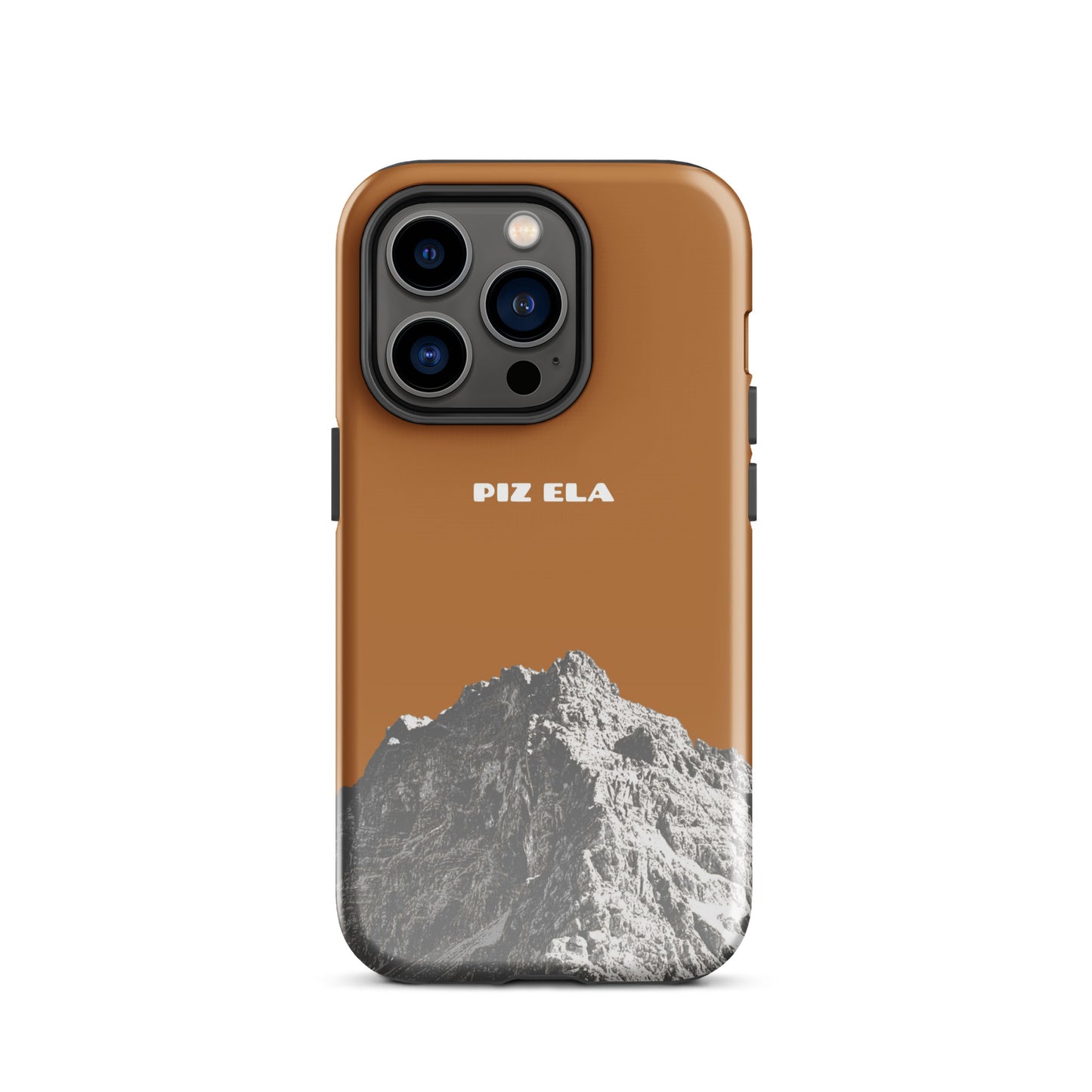iPhone 14 Pro Handyhülle aus Kunstleder in Kupfer mit Glanzfinish, Vorderansicht