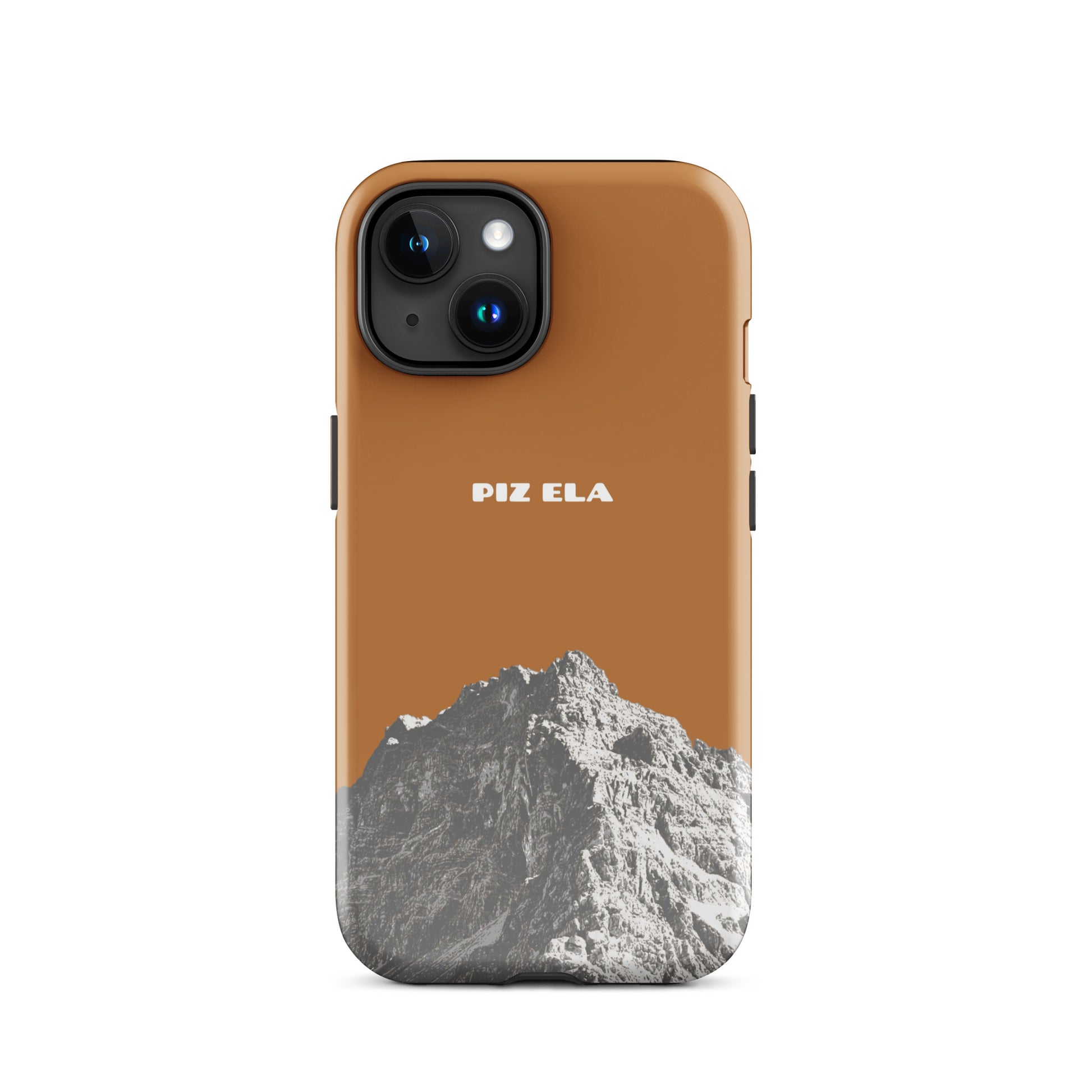 Kupferfarbene iPhone-Hülle Piz Ela mit glänzender Oberfläche, Vorderansicht