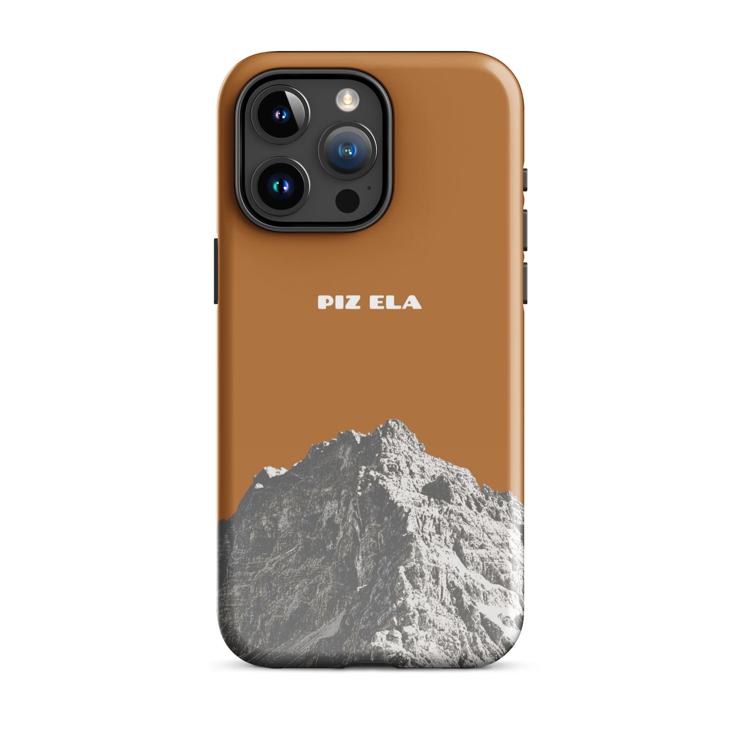 Kupferfarbene iPhone-Hülle mit Piz Ela Design, robust und glänzend für iPhone 15 Pro Max