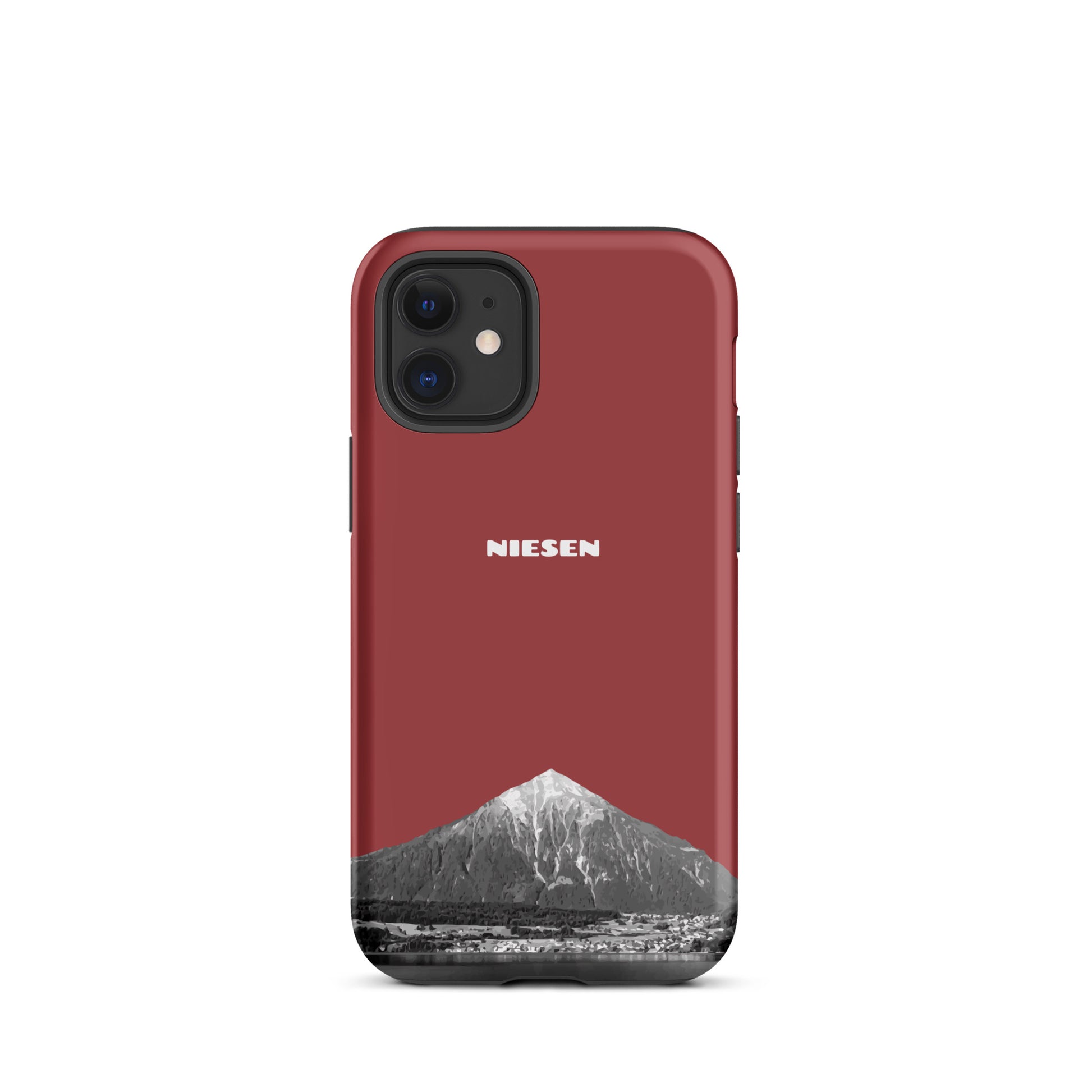 Rote iPhone 12 mini Handyhülle mit Niesen-Motiv, matt, stoßfest