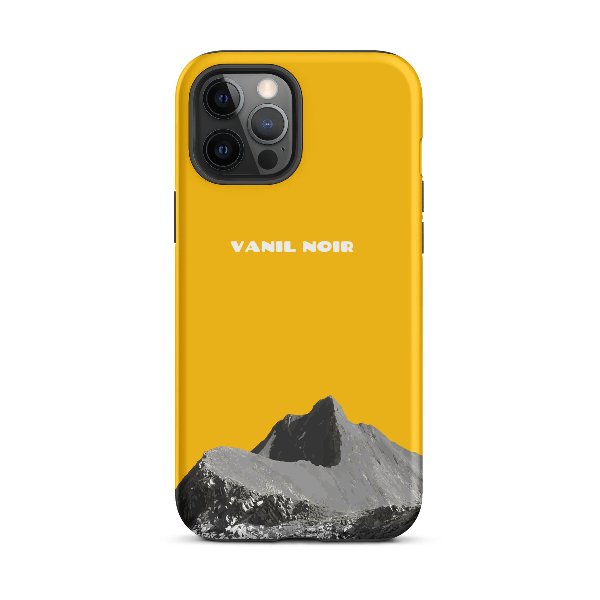 Goldgelbe iPhone 12 Pro Max Hülle mit Vanil Noir Design, matt, stoßfest