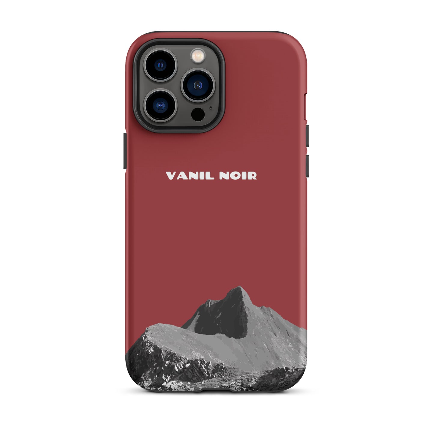 Rote iPhone 13 Pro Max Handyhülle mit Vanil Noir Design, matt, robuste Schutzhülle.