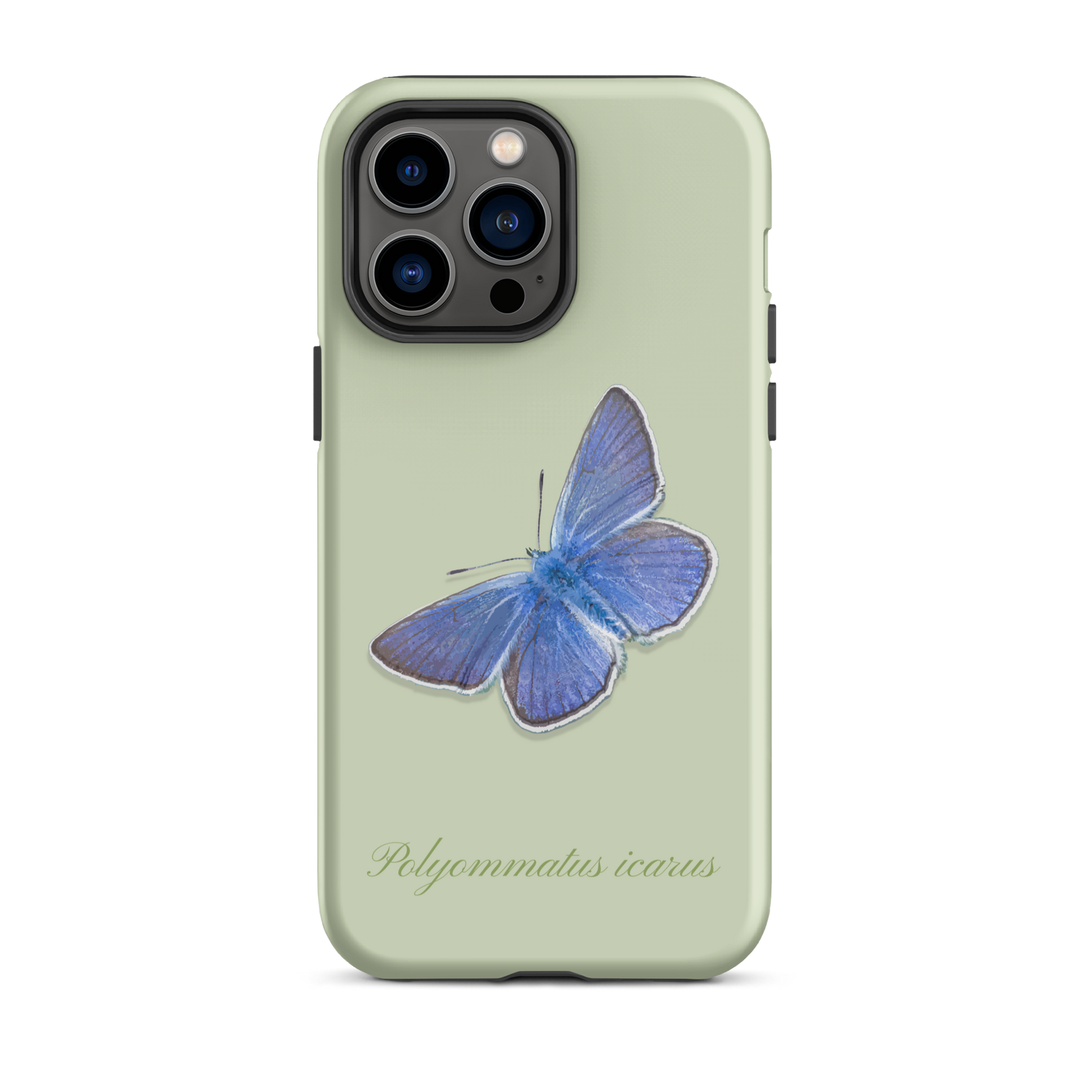 iPhone 14 Pro Max Hülle in Hellgrün, Bläuling Design, matte Oberfläche, stoßfest