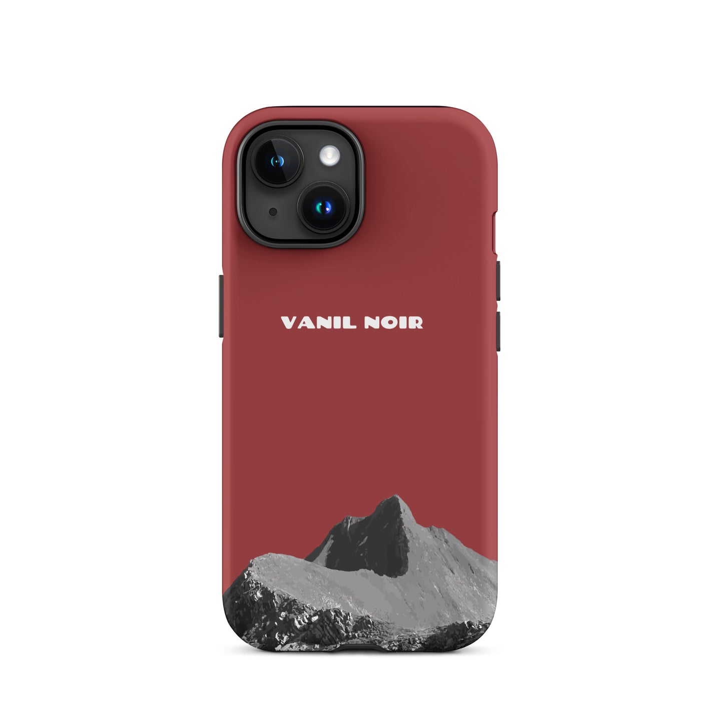 Rote iPhone 15 Handyhülle mit Vanil Noir Design, matt, stoßfest
