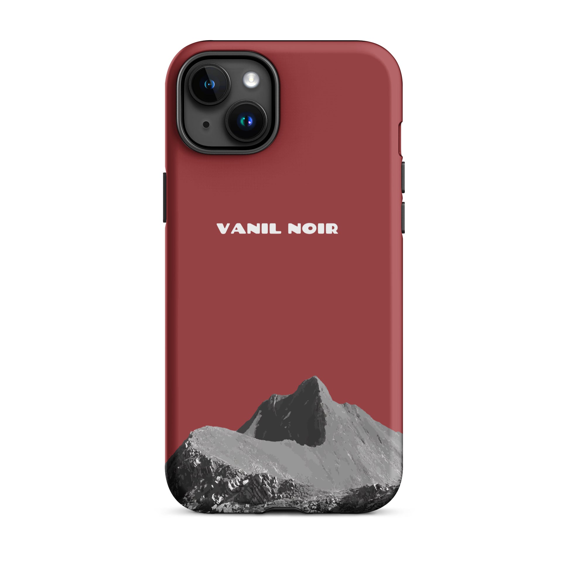 Rote matte iPhone 15 Plus Handyhülle von Vanil Noir in Frontansicht.