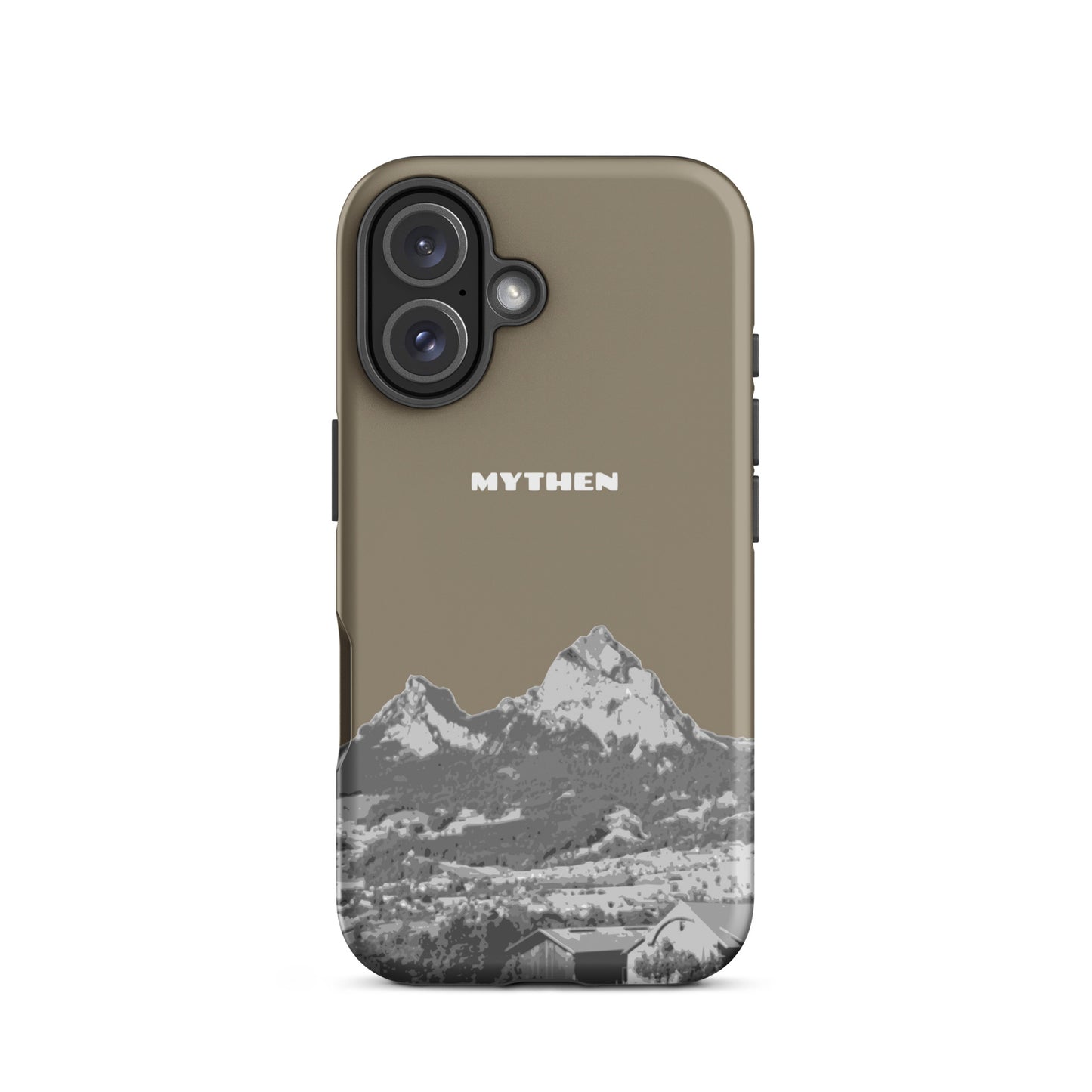 Schutzhülle für iPhone mit mattem Finish in Graubraun, inspiriert von antiken Mythen.