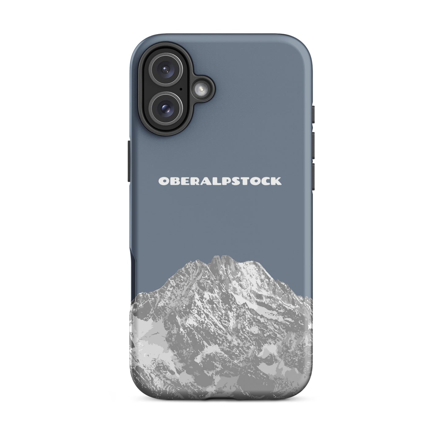 Schiefergraue iPhone Hülle mit mattem Finish und Oberalpstock Motiv