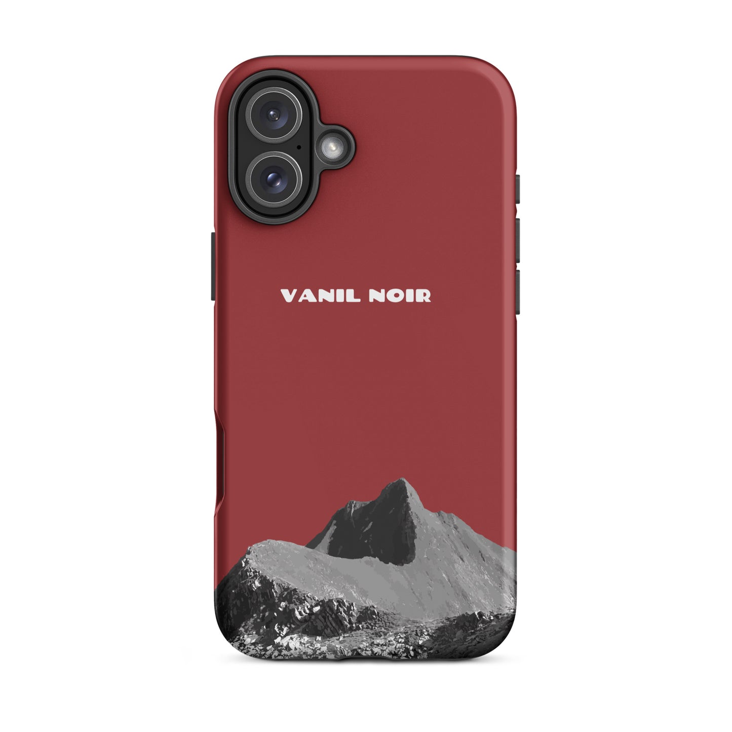 Rote iPhone 16 Plus Handyhülle mit Vanil Noir Design, matt, robuste Schutzhülle für Apple iPhone.