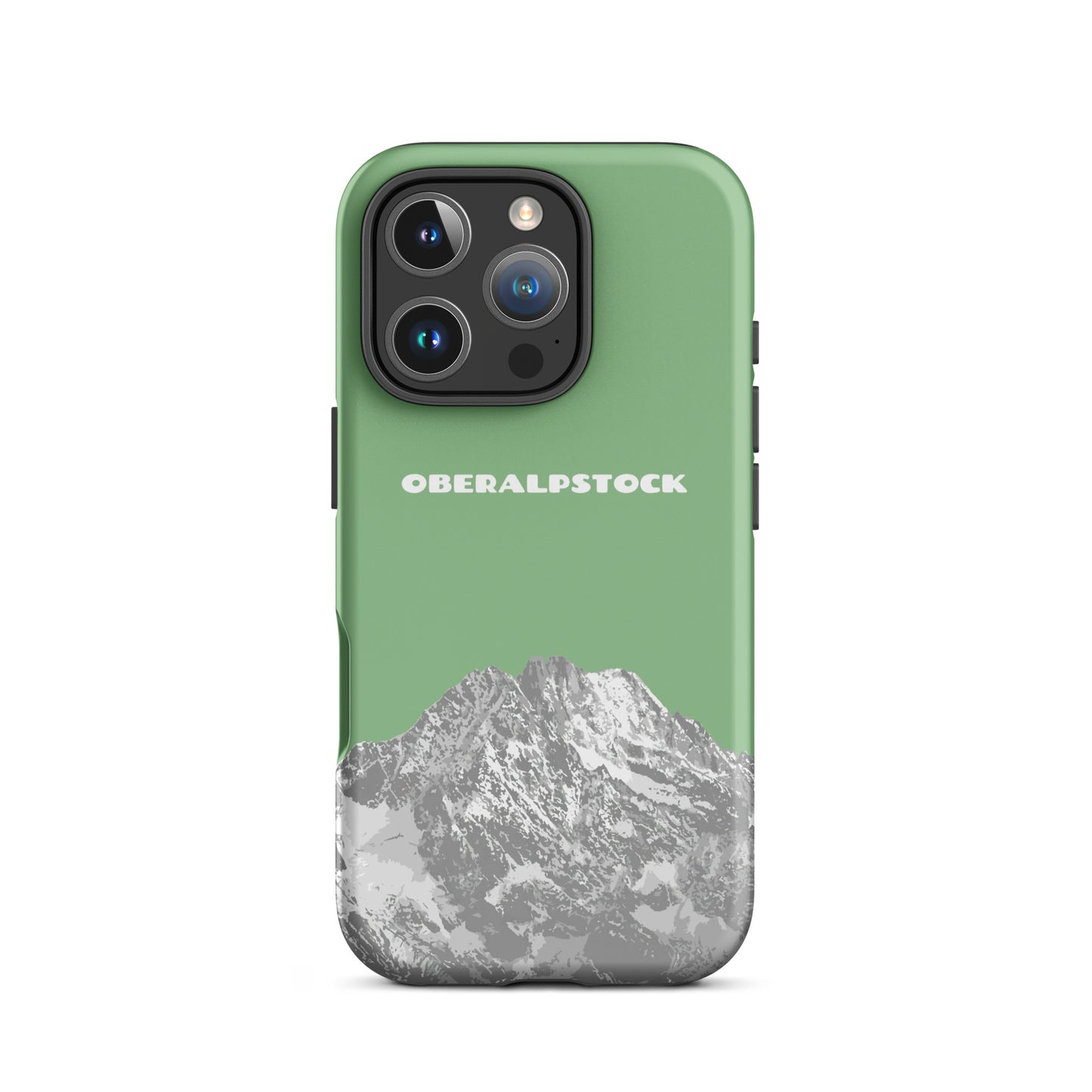 Matte Handyhülle für iPhone in Hellgrün mit Bergmotiv Oberalpstock