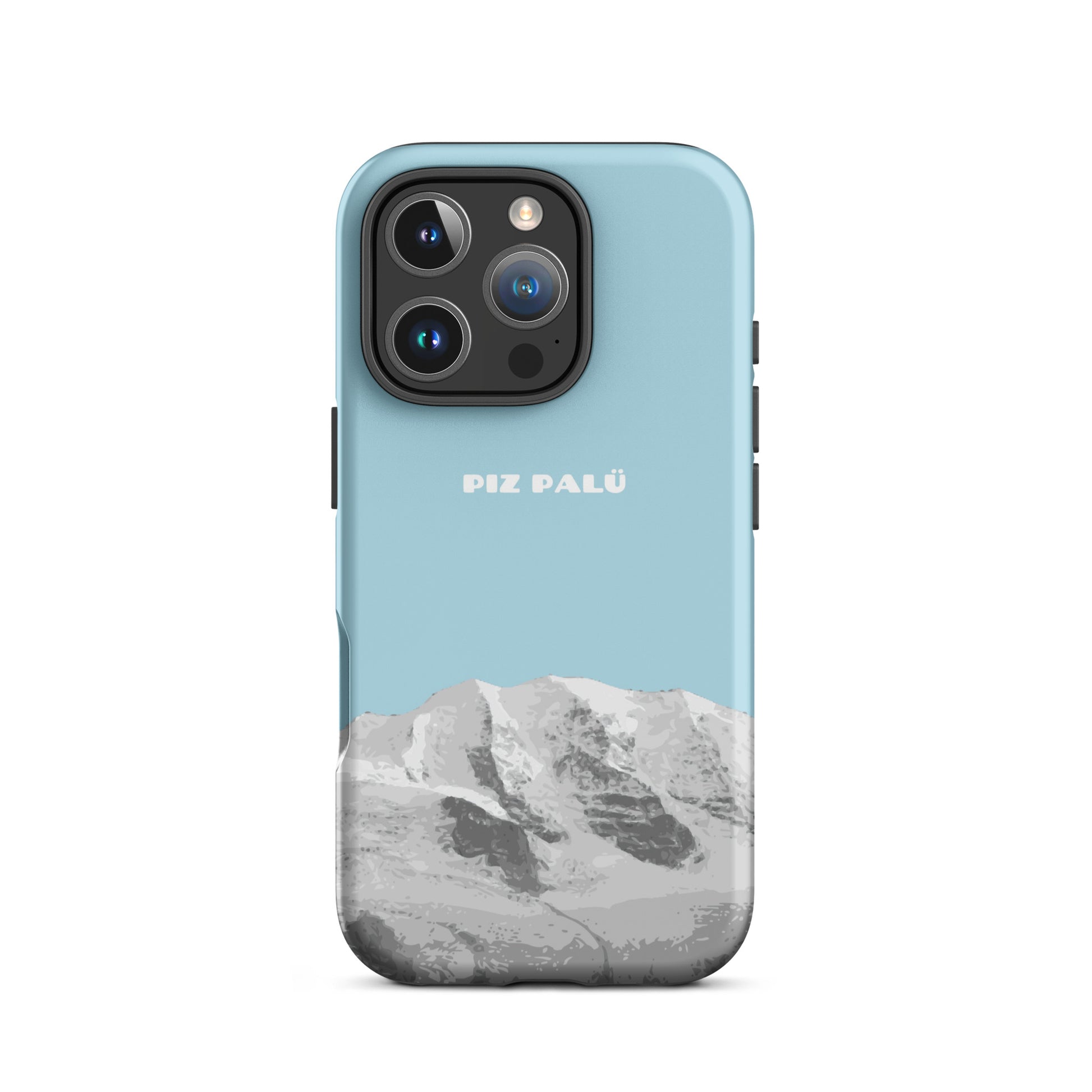 Matte Handyhülle für iPhone in Hellblau mit Piz Palü Motiv