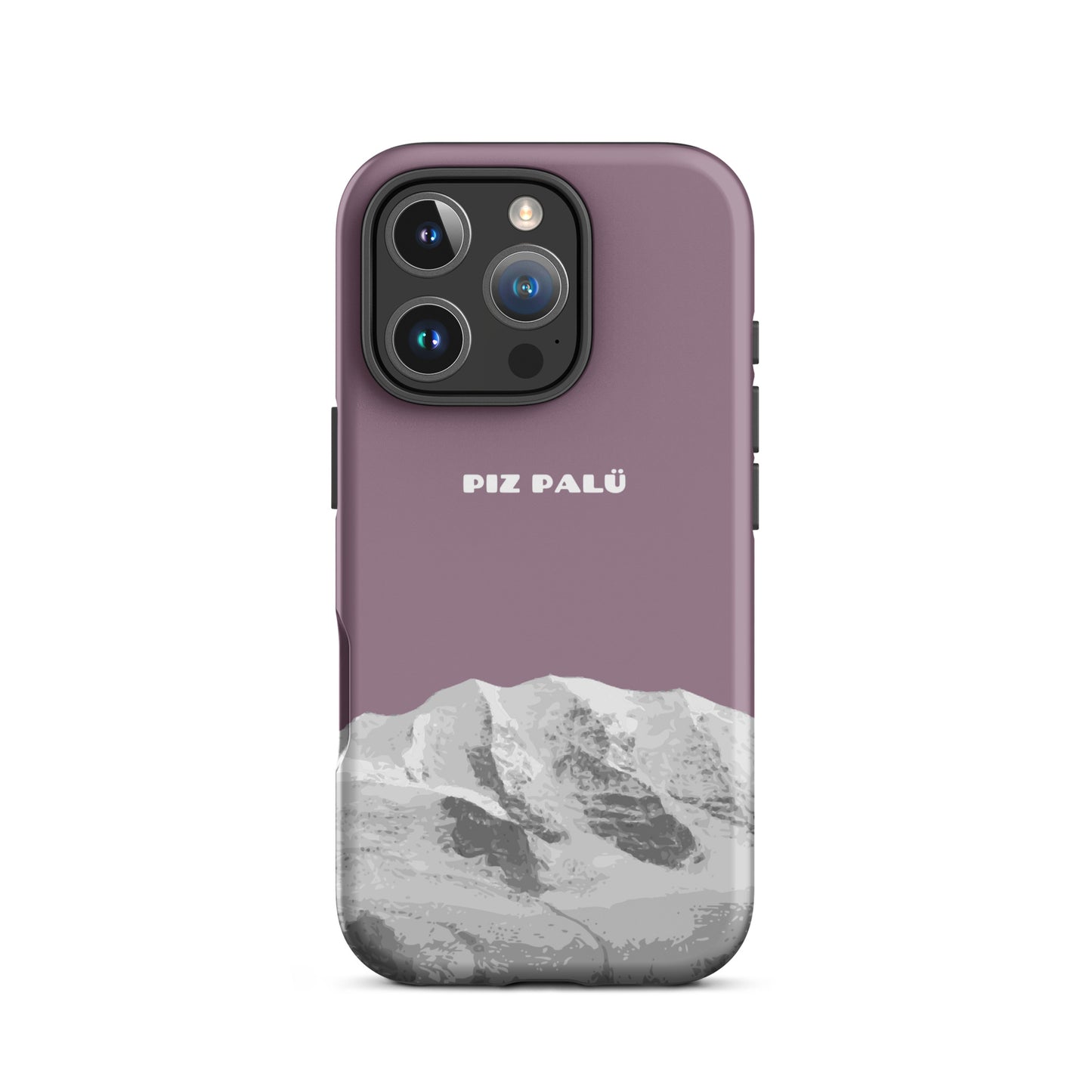 Handyhülle für iPhone in Pastellviolett mit mattem Finish und Piz Palü Design, Vorderansicht.