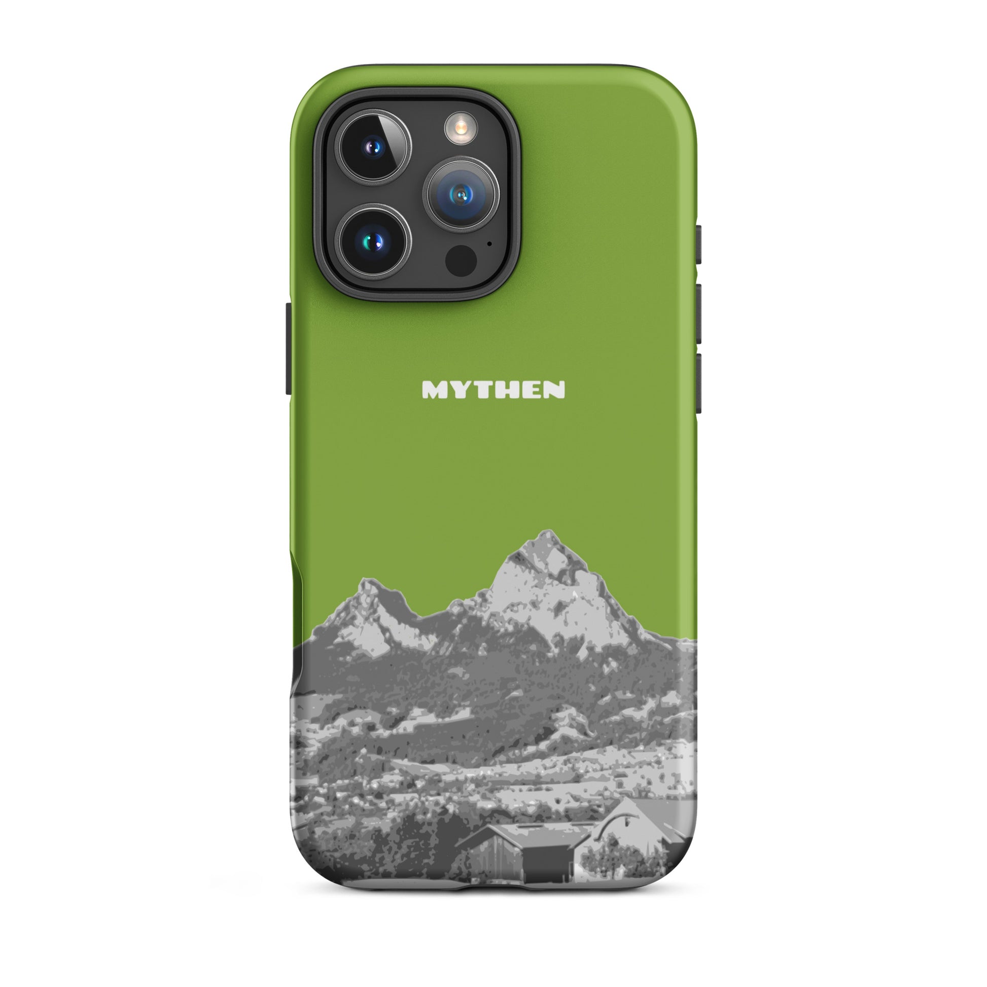 Gelbgrüne iPhone Hülle mit Mythen Motiv, matt, für iPhone 16 Pro Max