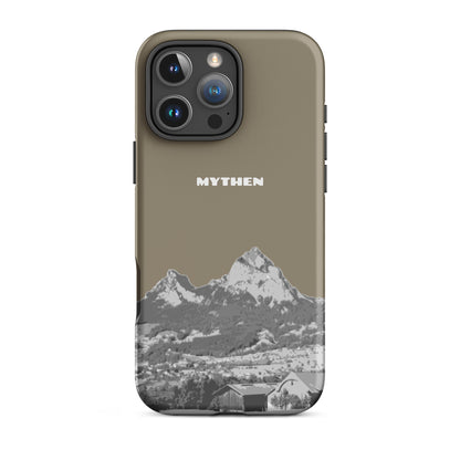 Robuste iPhone Handyhülle in Graubraun mit Mythen-Motiv, matt, für iPhone 16 Pro Max